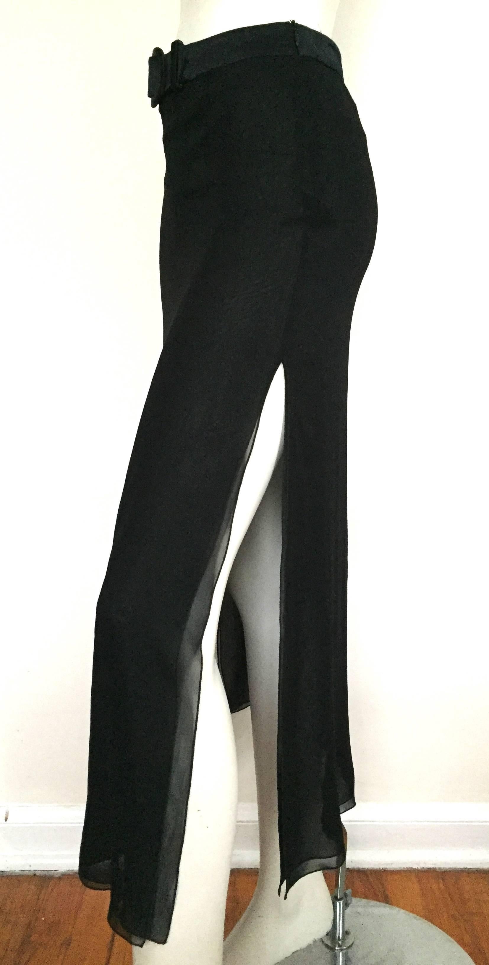 Valentino 1980s Black Silk Long Skirt Size 6. 2