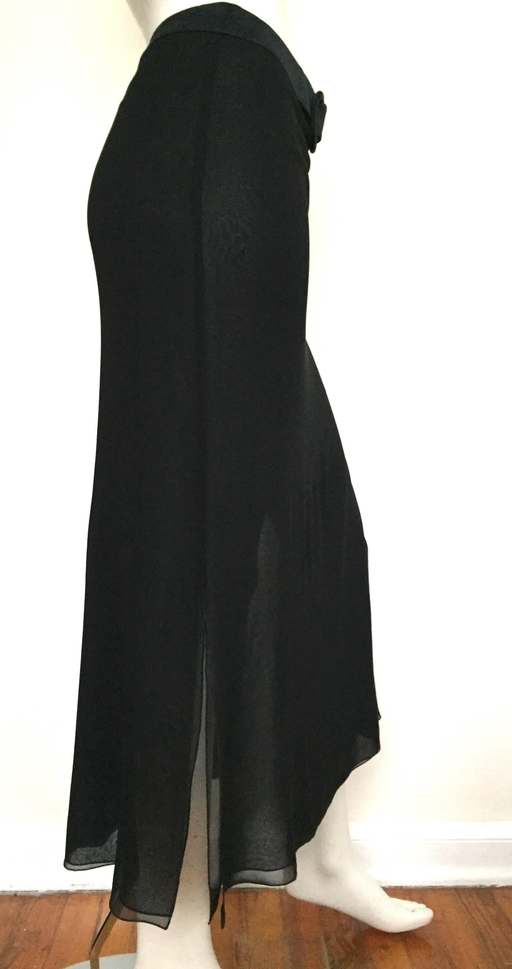 Valentino 1980s Black Silk Long Skirt Size 6. 4