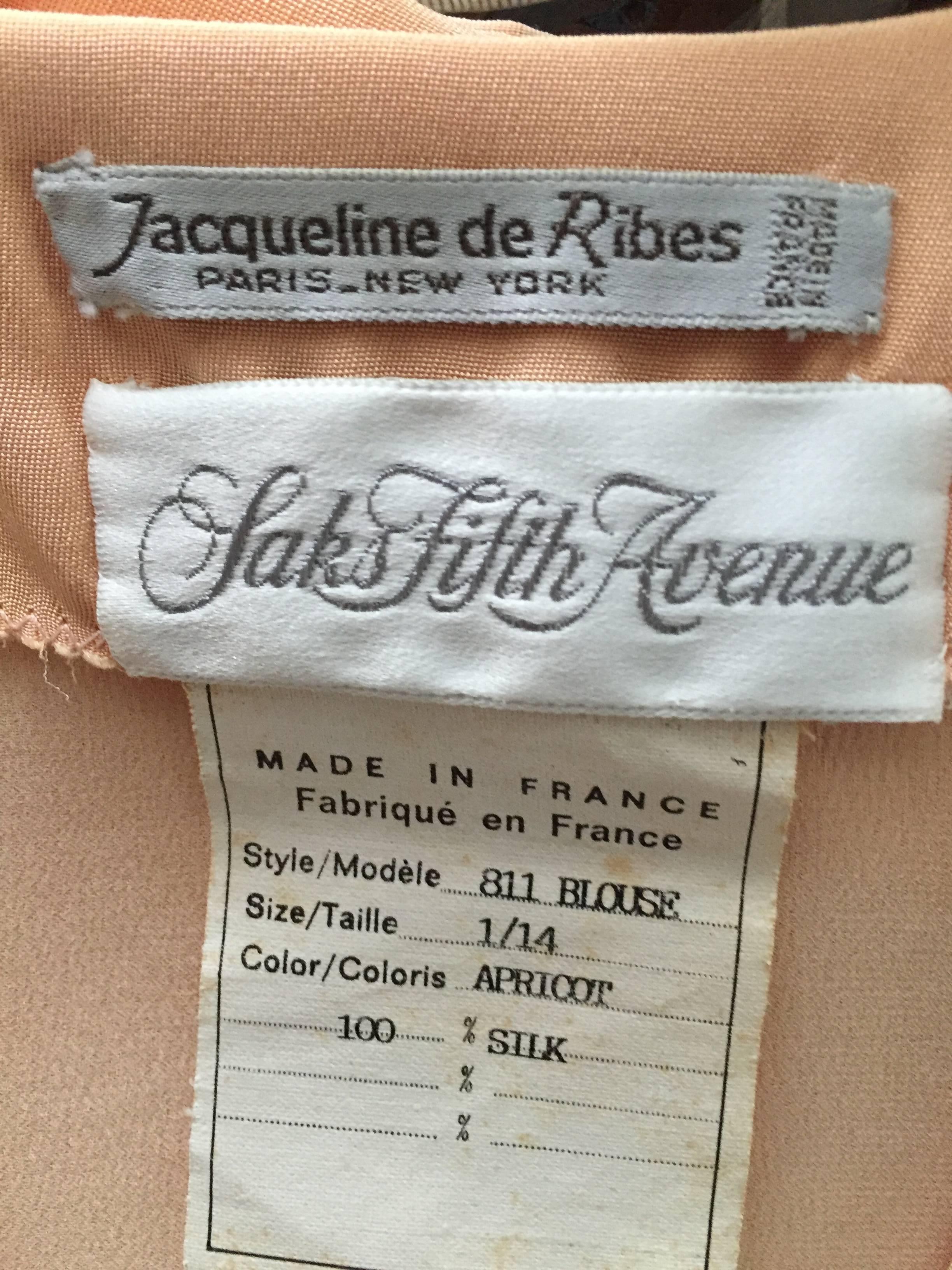 Jacqueline de Ribes for Saks 1980s Silk Top Size 12. For Sale 1