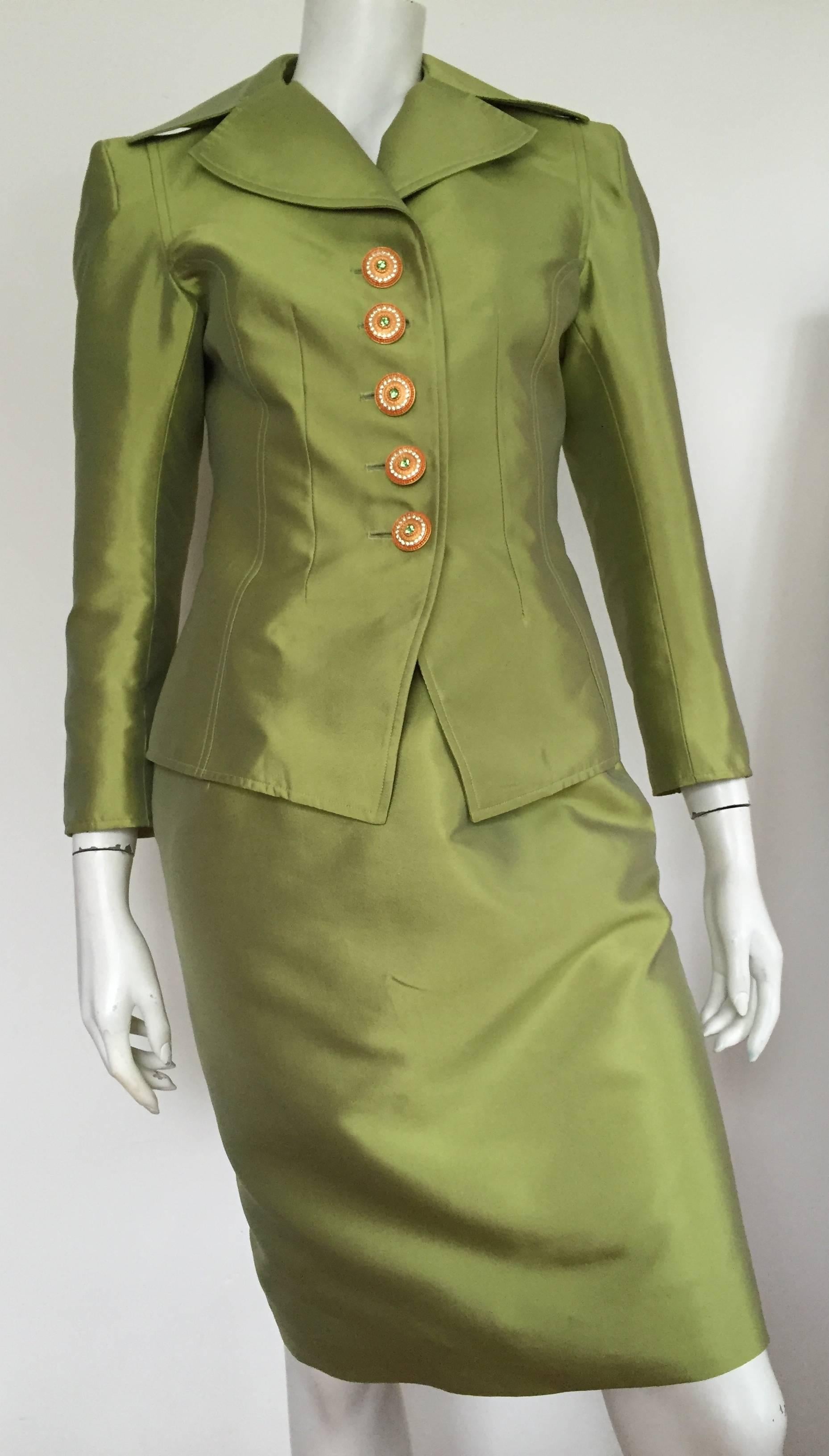 Christian Lacroix 80s silk skirt suit size 4. 5