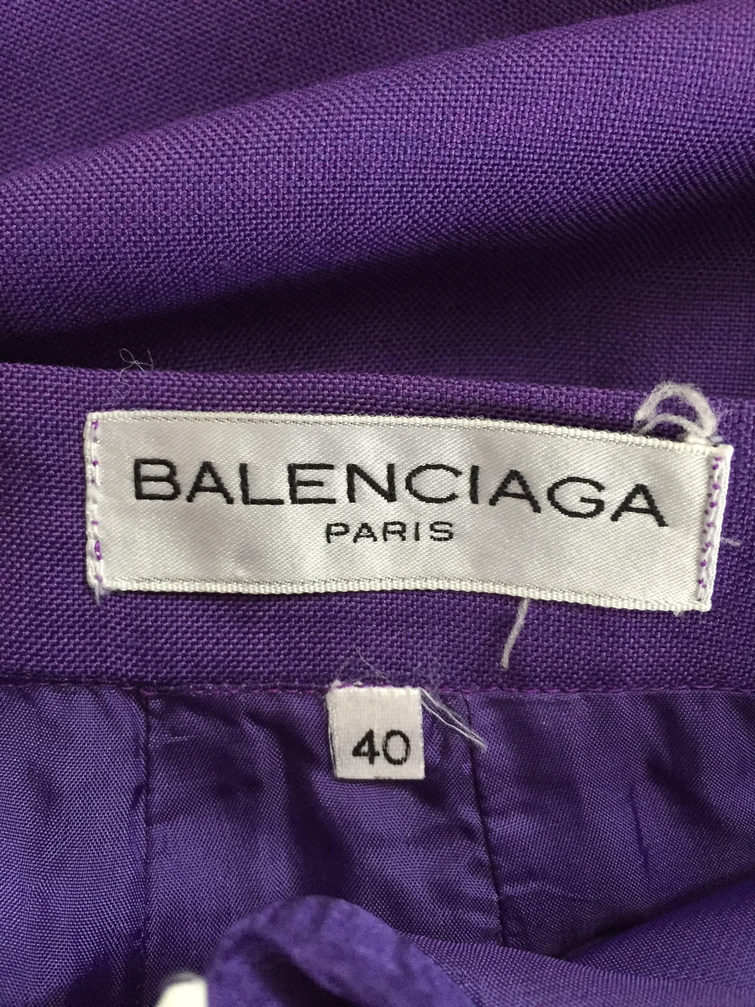 Balenciaga Paris 1980s Violet Skirt Size 4/6. For Sale 1