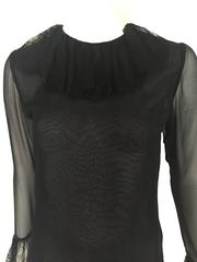 Bill Blass for Saks Black Sheer Silk and Lace Blouse Size 4