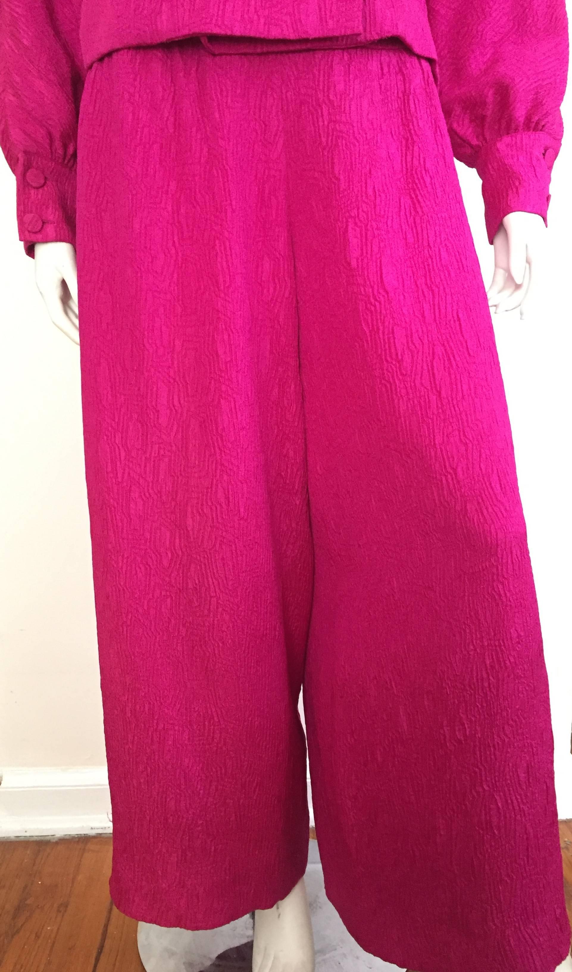 Adele Simpson Silk Pink Jacket and Palazzo Pants Size 6, 1980s In Excellent Condition For Sale In Atlanta, GA