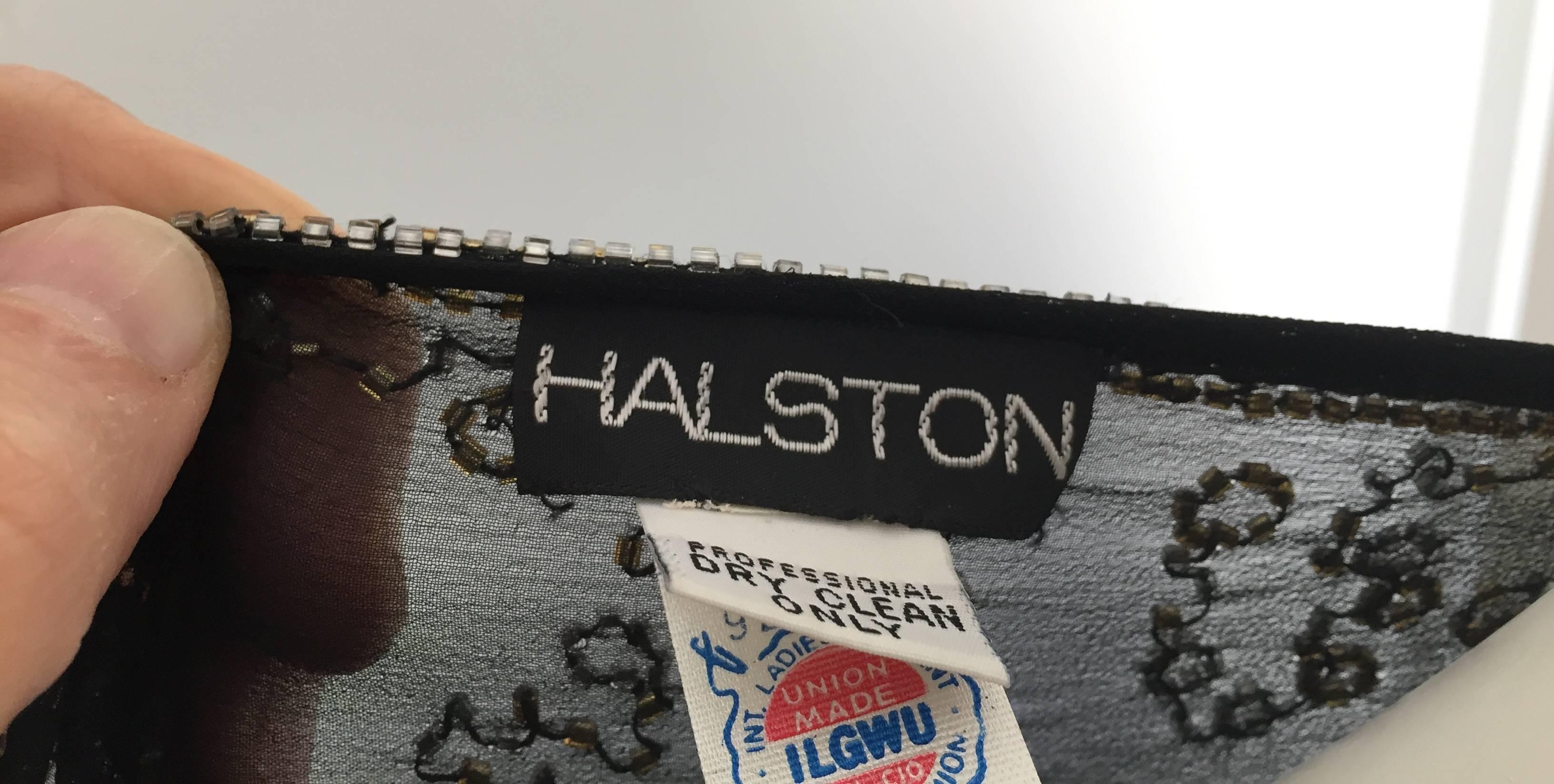 Halston 70s black silk beaded dress size 8 / 10.  5