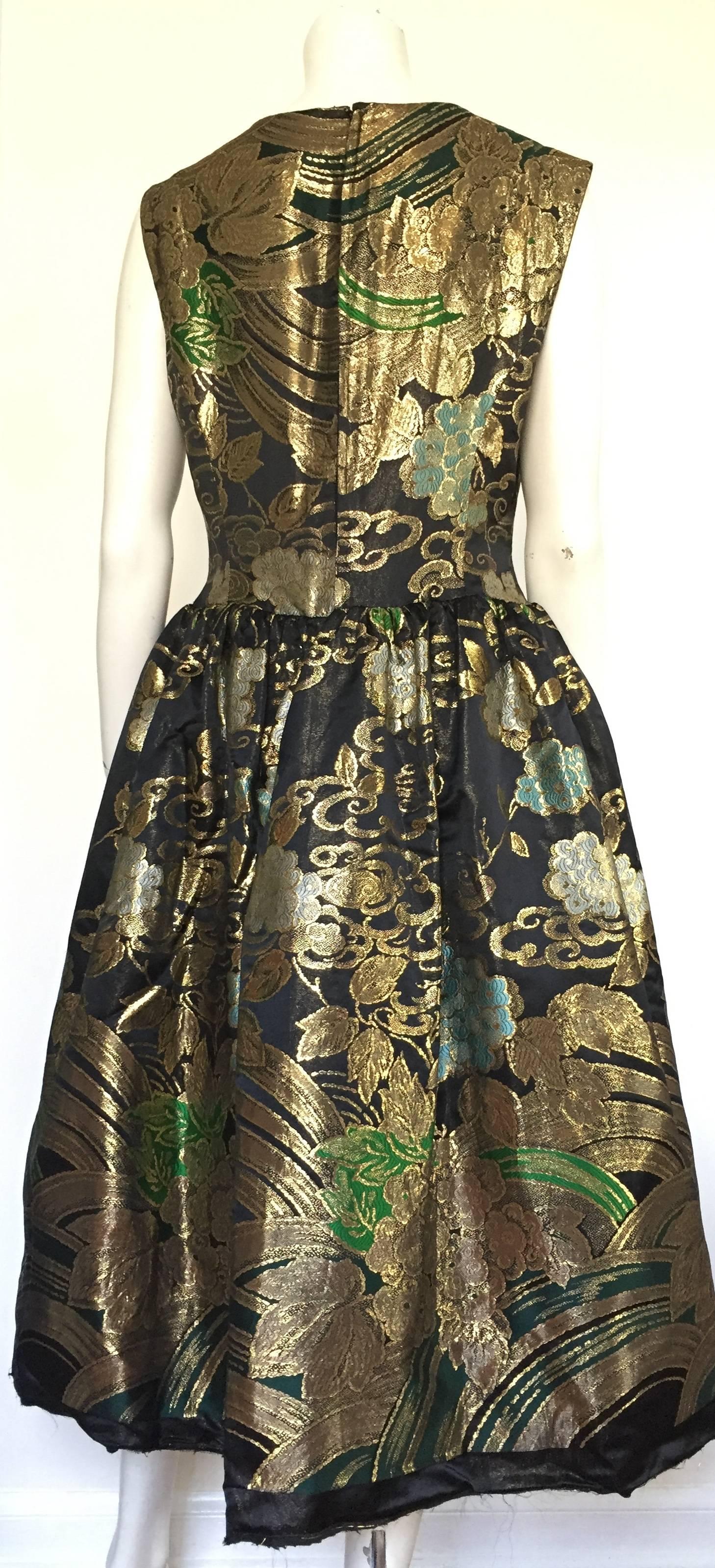 Women's Gustave Tassell 1956 brocade evening dress size 12. For Sale