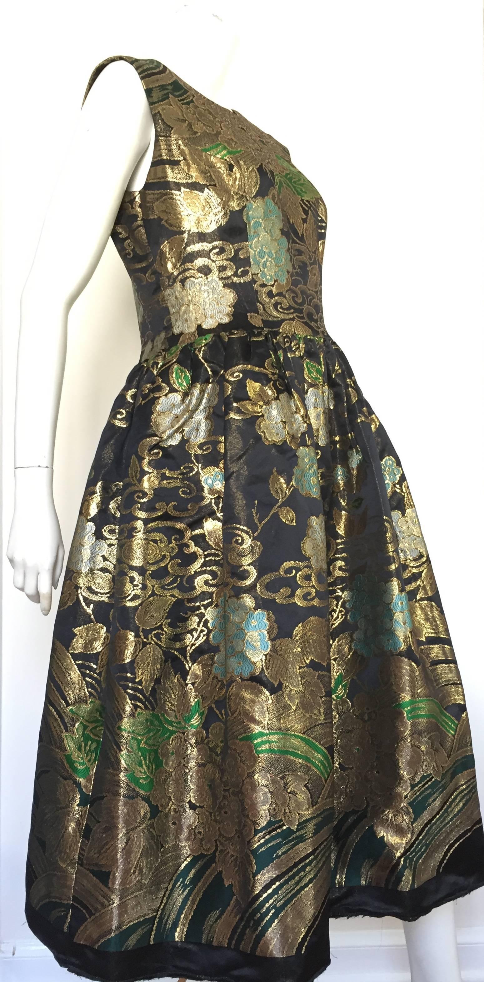 Gustave Tassell 1956 brocade evening dress size 12. For Sale 2