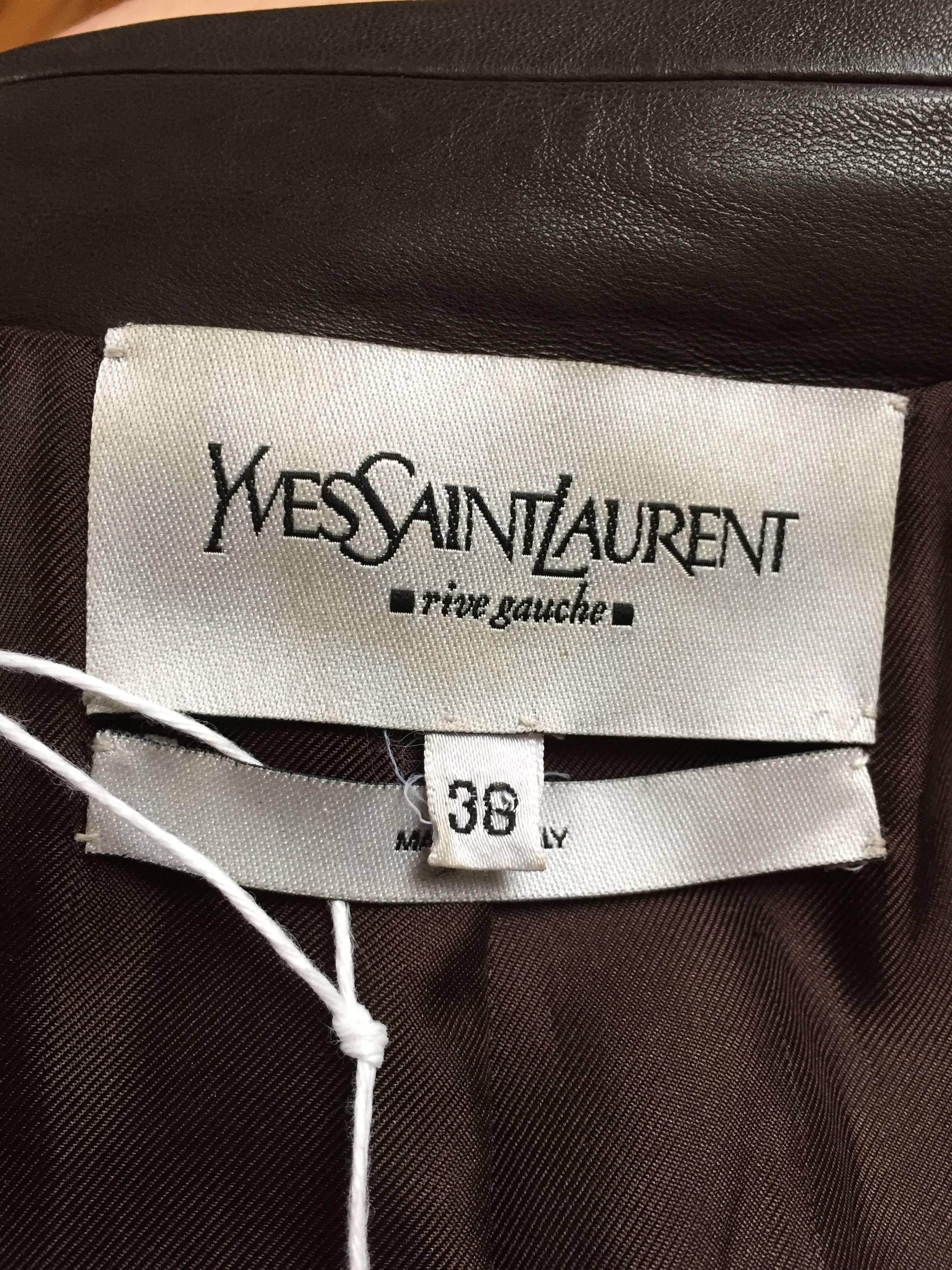 YSL by Tom Ford 2002 brown leather runway jacket size 4.  For Sale 6