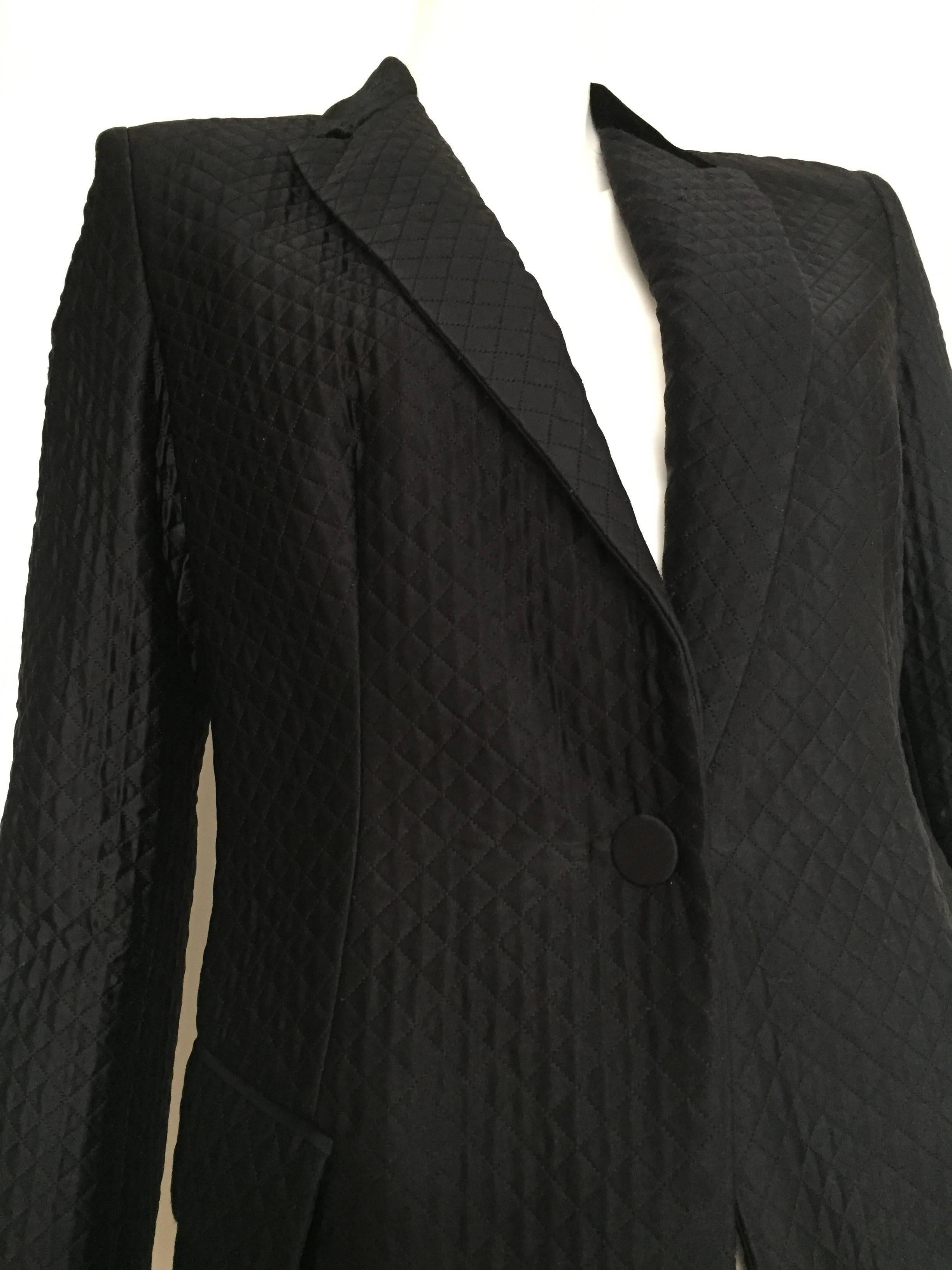 Alexander McQueen 2005 black silk long coat size 8. In New Condition For Sale In Atlanta, GA