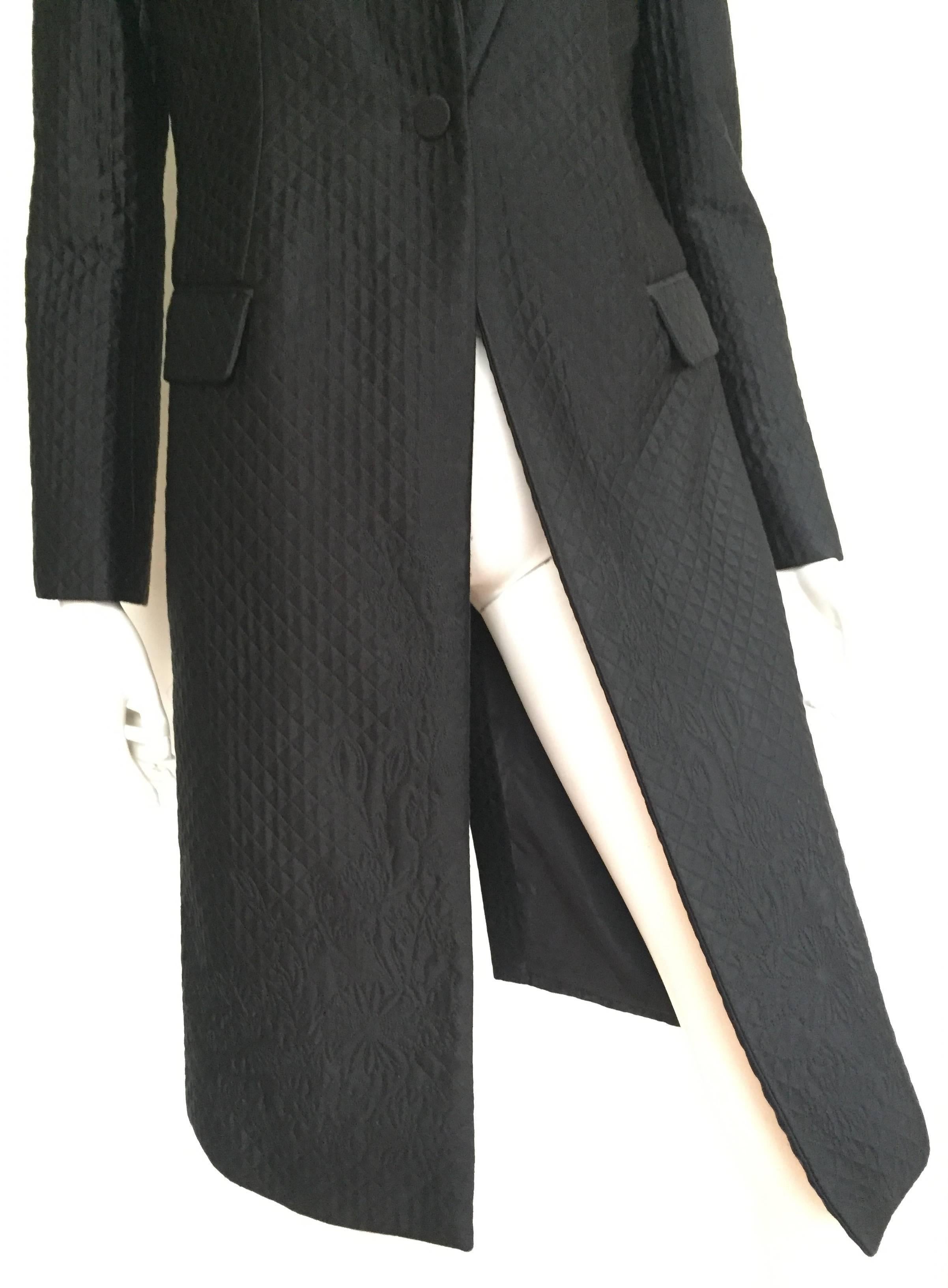 Women's Alexander McQueen 2005 black silk long coat size 8. For Sale