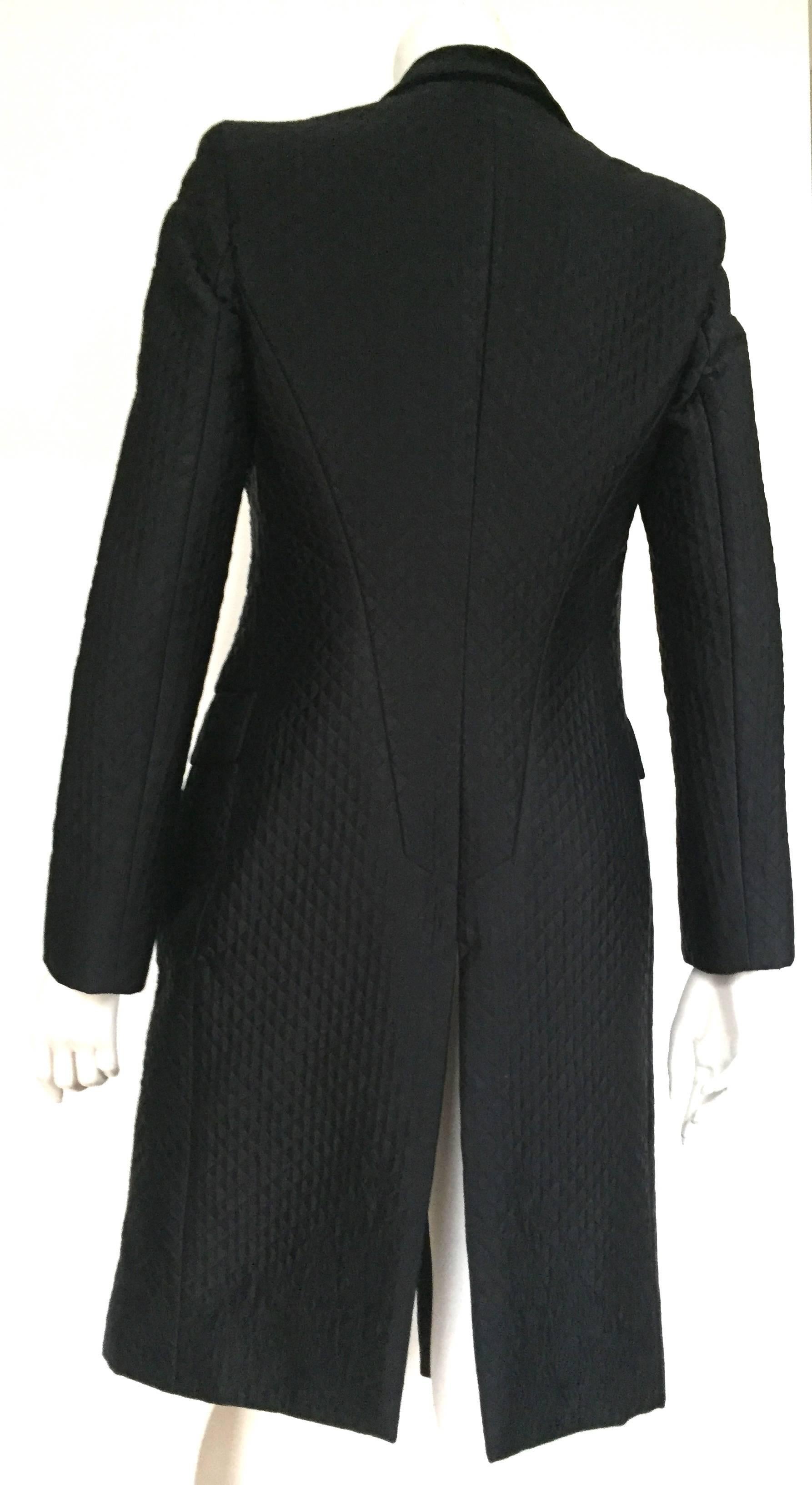 Alexander McQueen 2005 black silk long coat size 8. For Sale 3