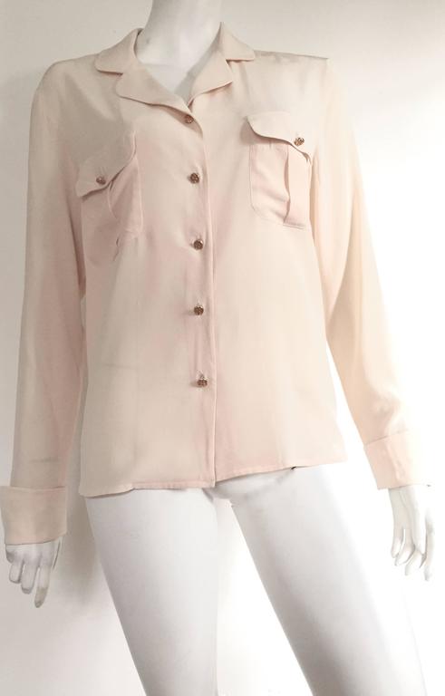 Chanel Cream Silk Blouse Size 6. For Sale at 1stDibs | chanel blouse ...