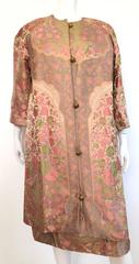 Gustave Tassell 1960 brocade evening dress with coat size 14.