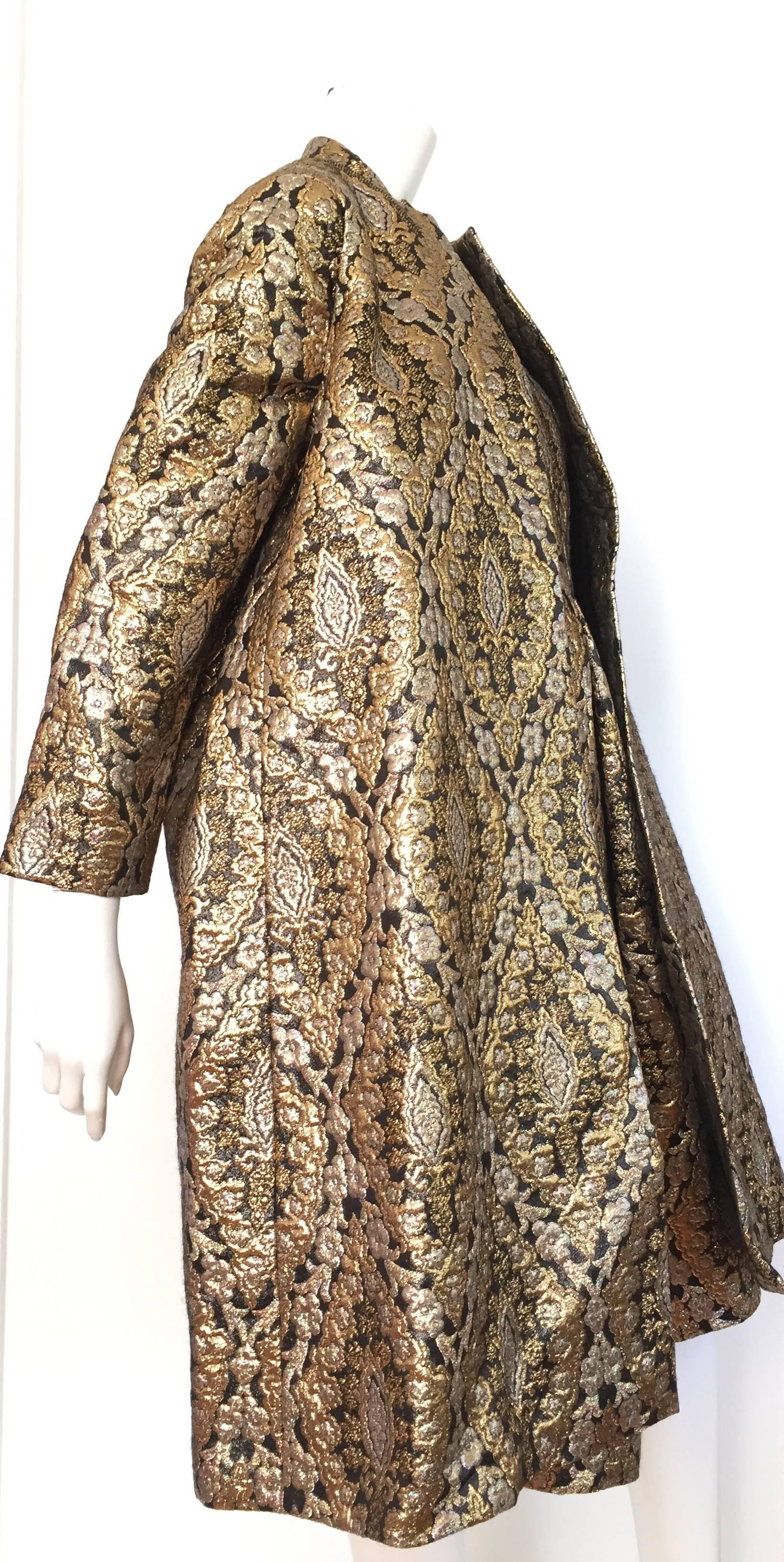 Richard Tam 1961 Silk Brocade Evening Dress & Coat Size 12 / 14. In Excellent Condition In Atlanta, GA
