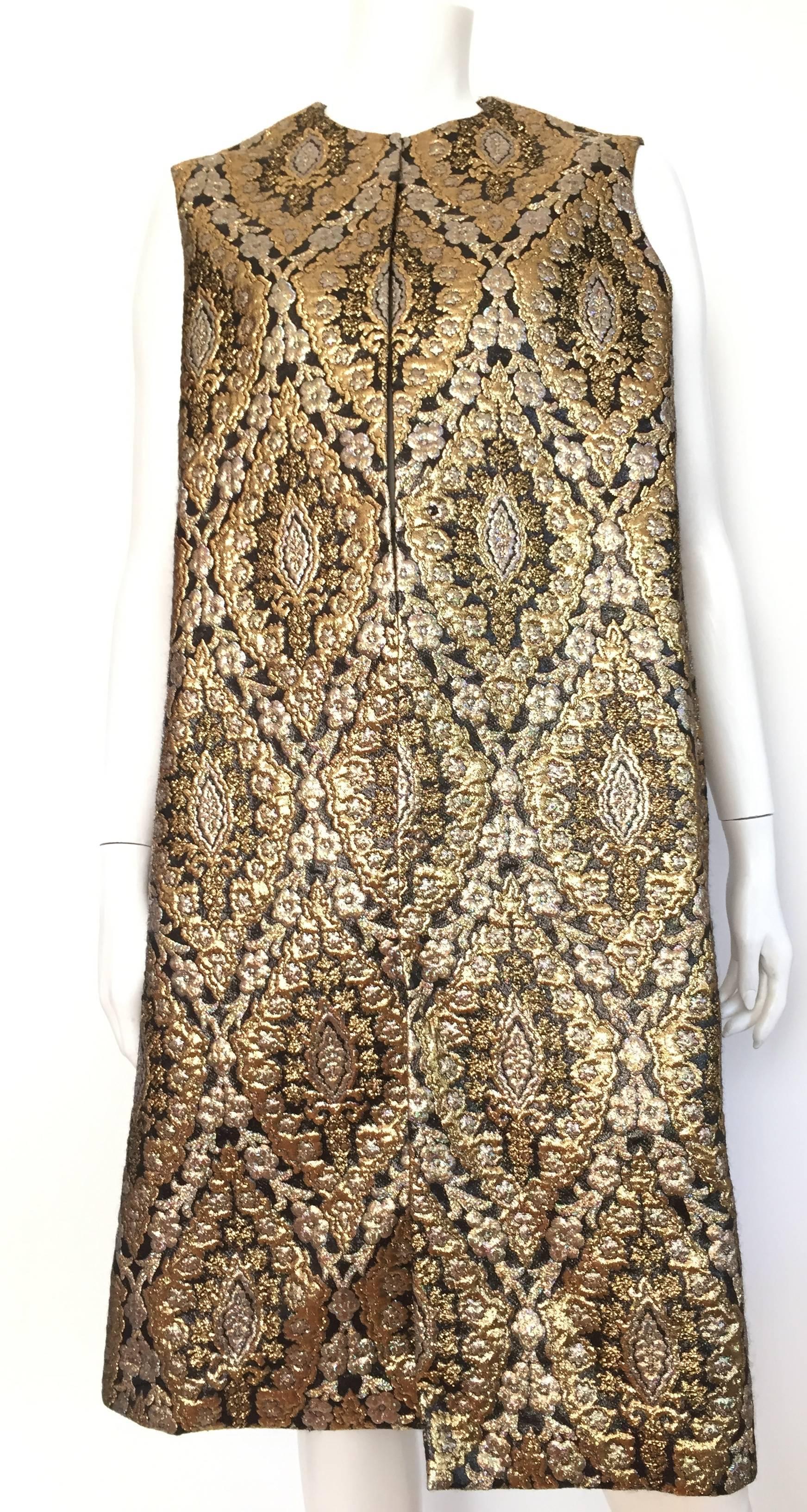 Women's Richard Tam 1961 Silk Brocade Evening Dress & Coat Size 12 / 14.