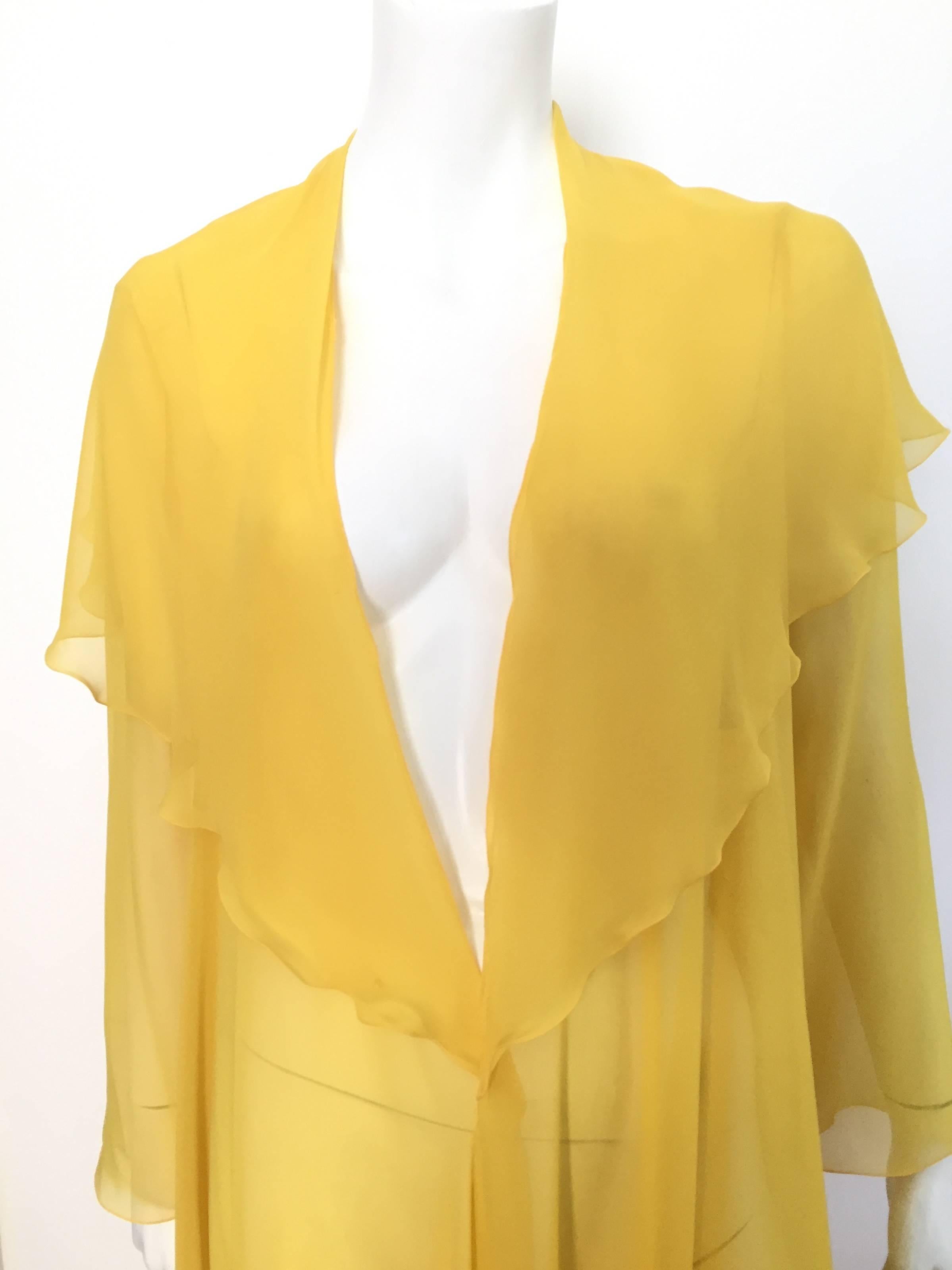 Orange Loris Azzaro Yellow Silk Sheer Jacket Size 2 / 4. For Sale