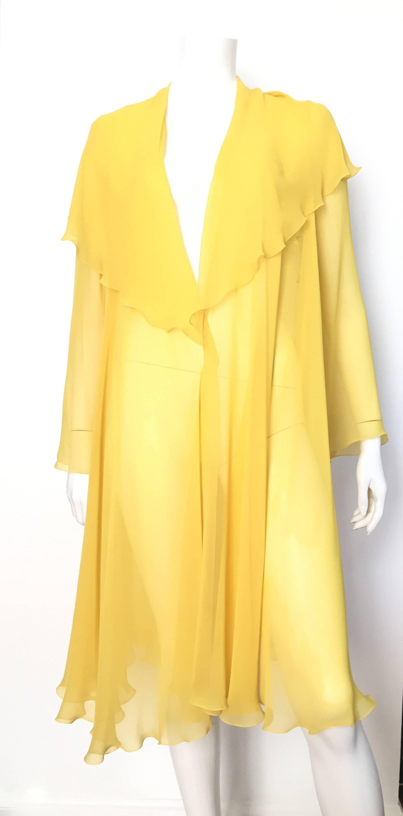 Loris Azzaro Yellow Silk Sheer Jacket Size 2 / 4. For Sale 2