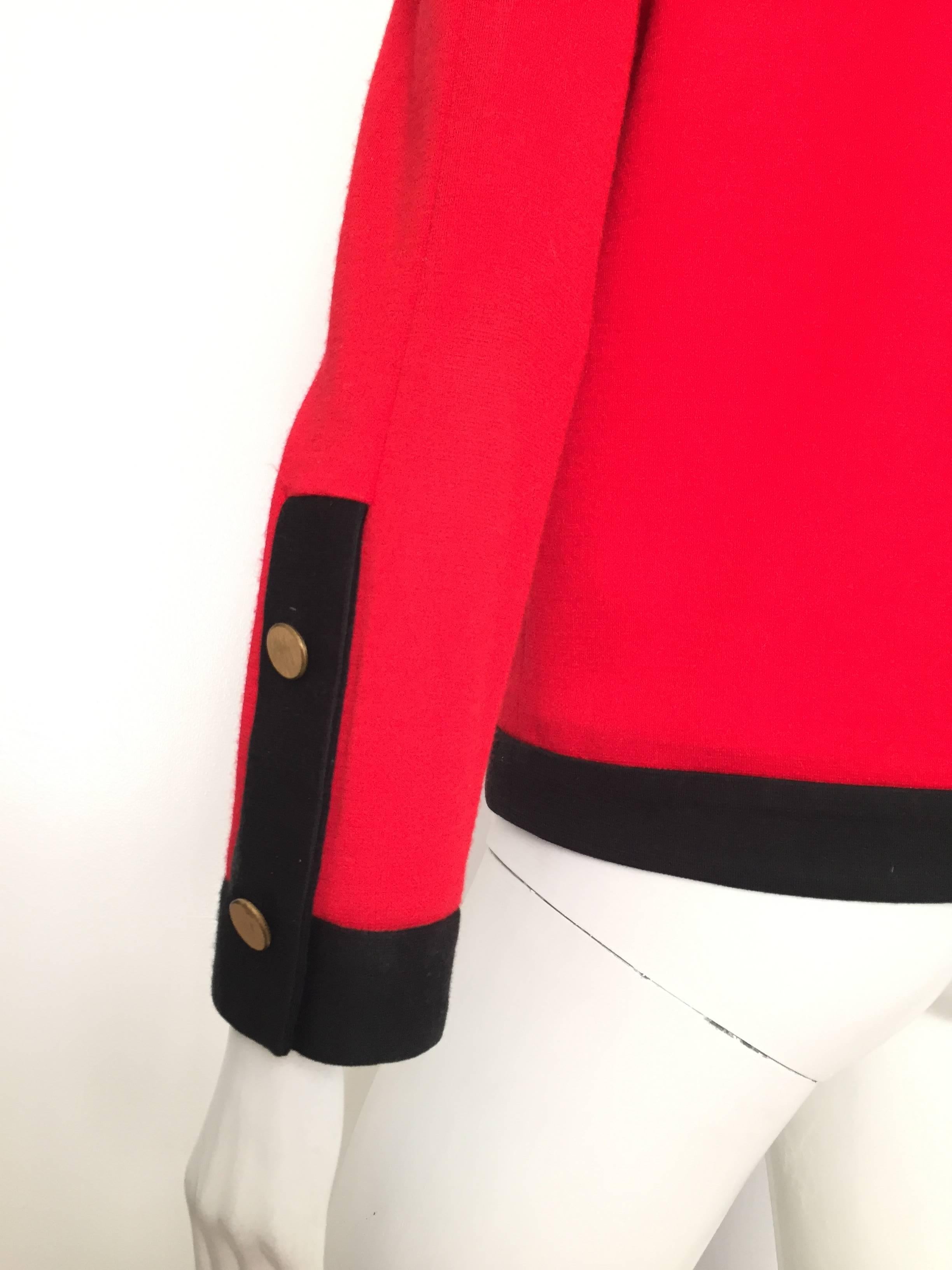 Carven 1960s Wool Red & Black Jacket Size 6.  For Sale 1
