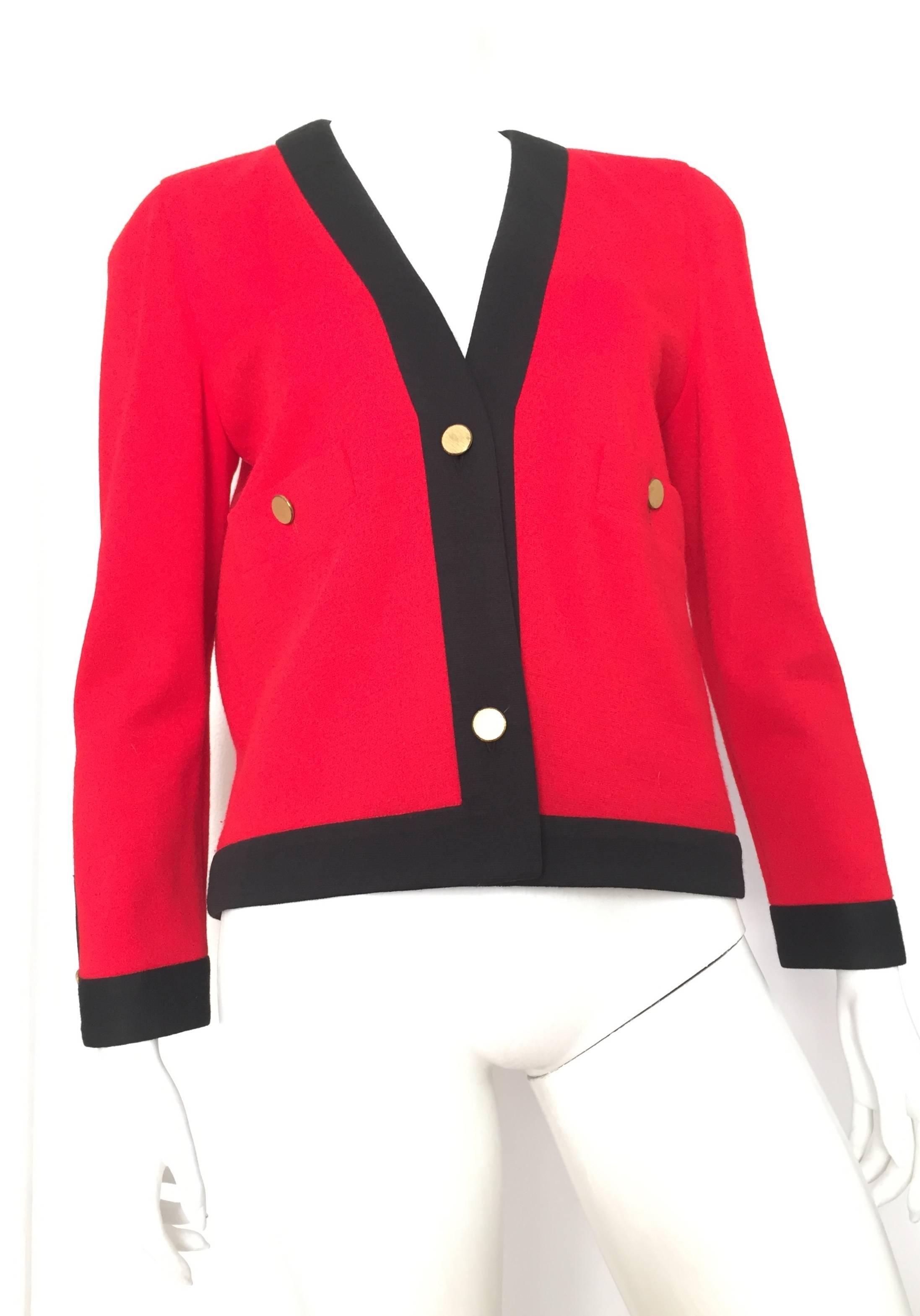 Carven 1960s Wool Red & Black Jacket Size 6.  For Sale 4