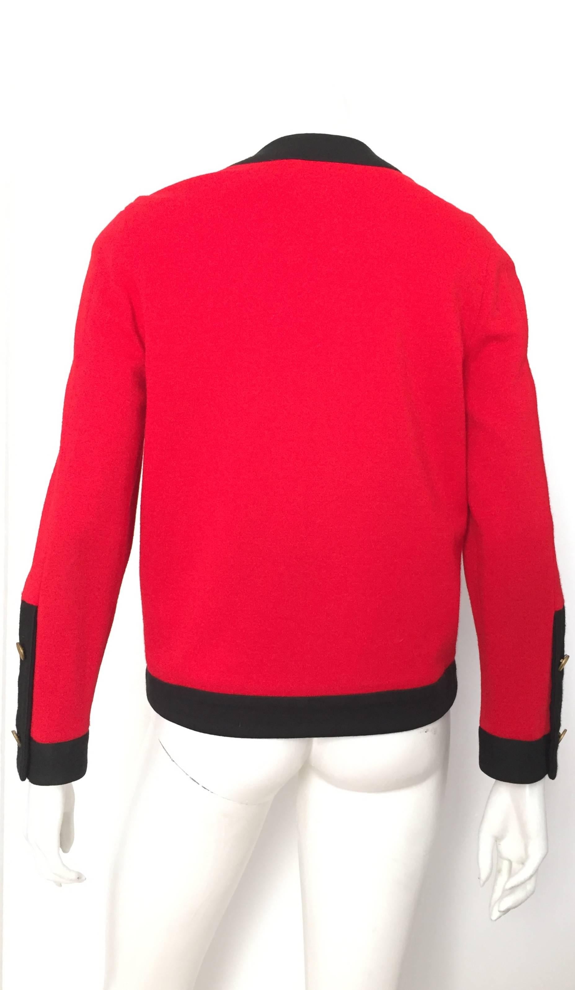 Women's Carven 1960s Wool Red & Black Jacket Size 6.  For Sale