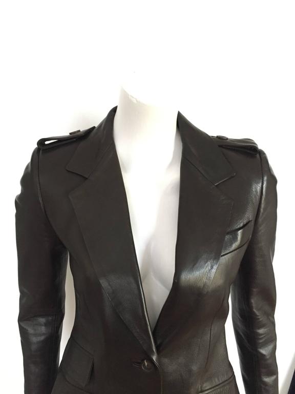Gucci by Tom Ford '96 brown leather jacket size 4. For Sale at 1stDibs