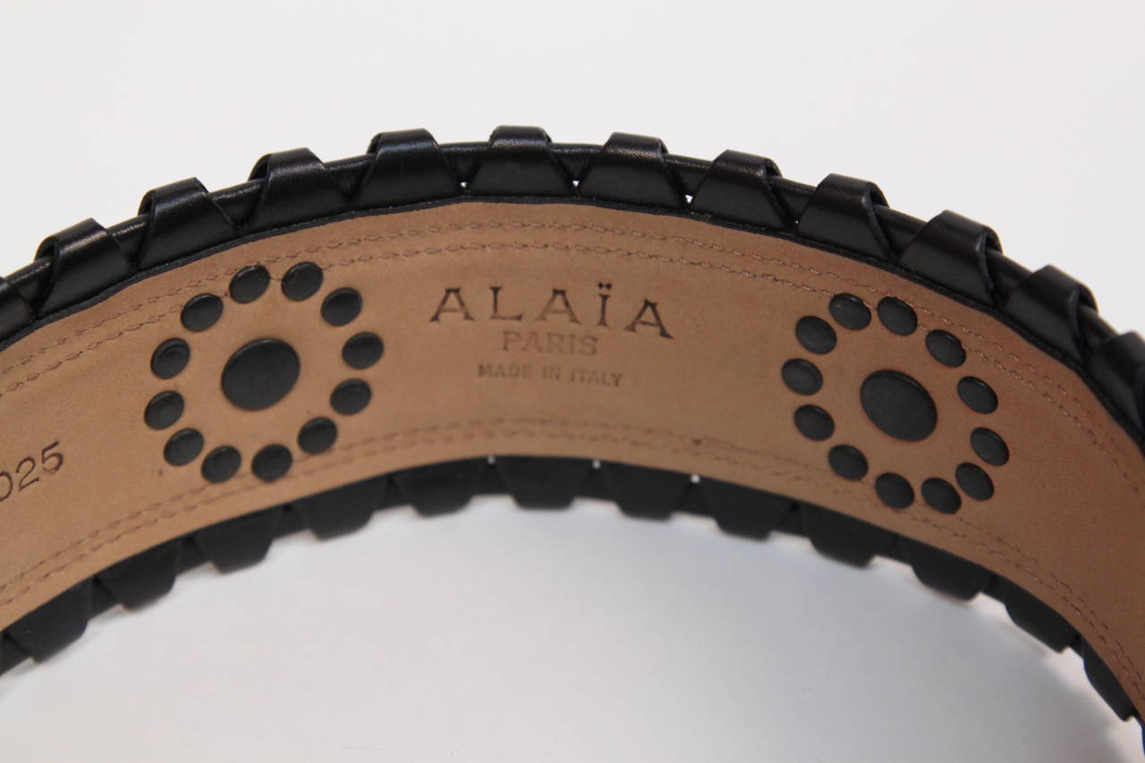AZZEDINE ALAIA black leather belt with studs In Excellent Condition In San Fransisco, CA