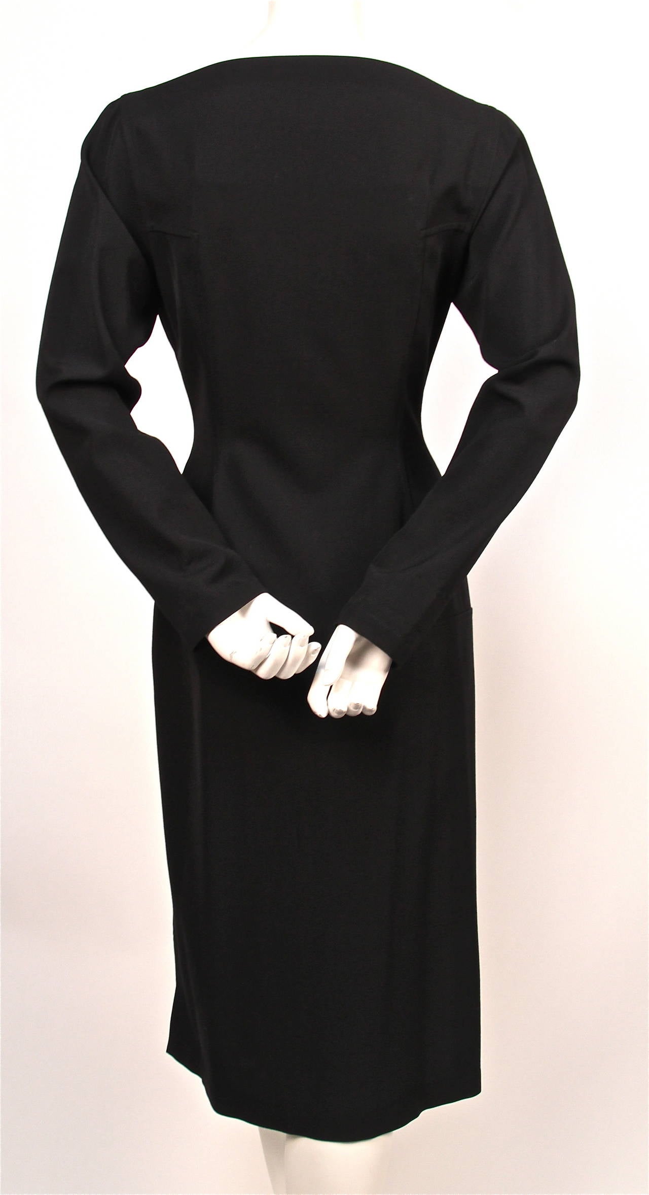 1980's YOHJI YAMAMOTO black dress with asymmetrical button closure 1