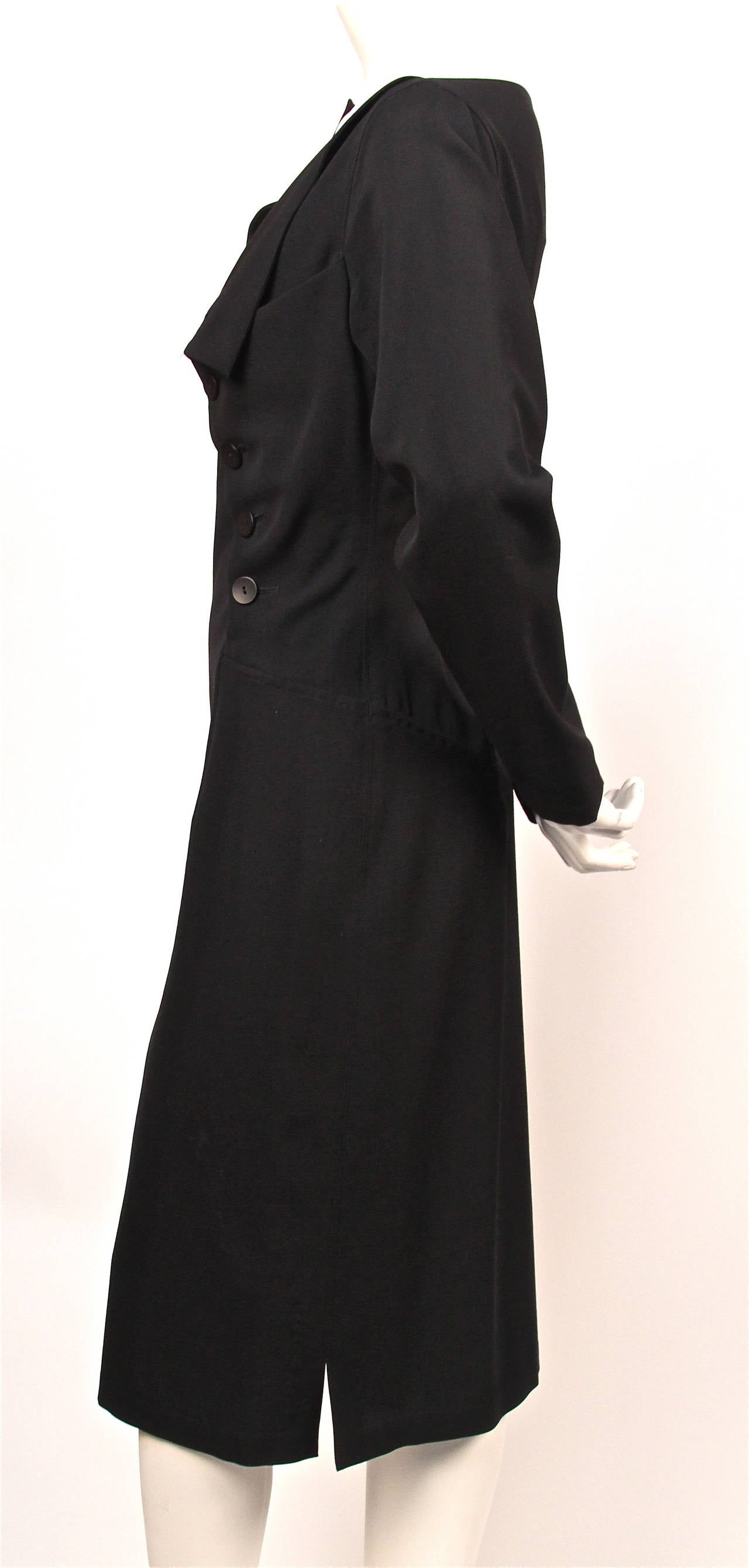 Women's 1980's YOHJI YAMAMOTO black dress with asymmetrical button closure