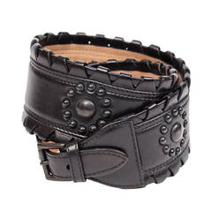AZZEDINE ALAIA black leather belt with studs