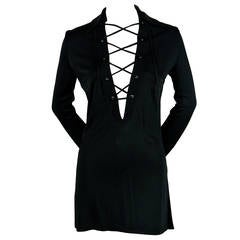 1996 TOM FORD for GUCCI black lace up mini dress