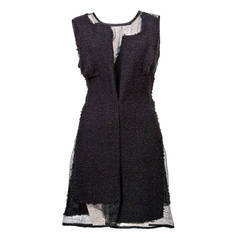 1997 COMME DES GARCONS black tweed dress with 'broken' sheer panels