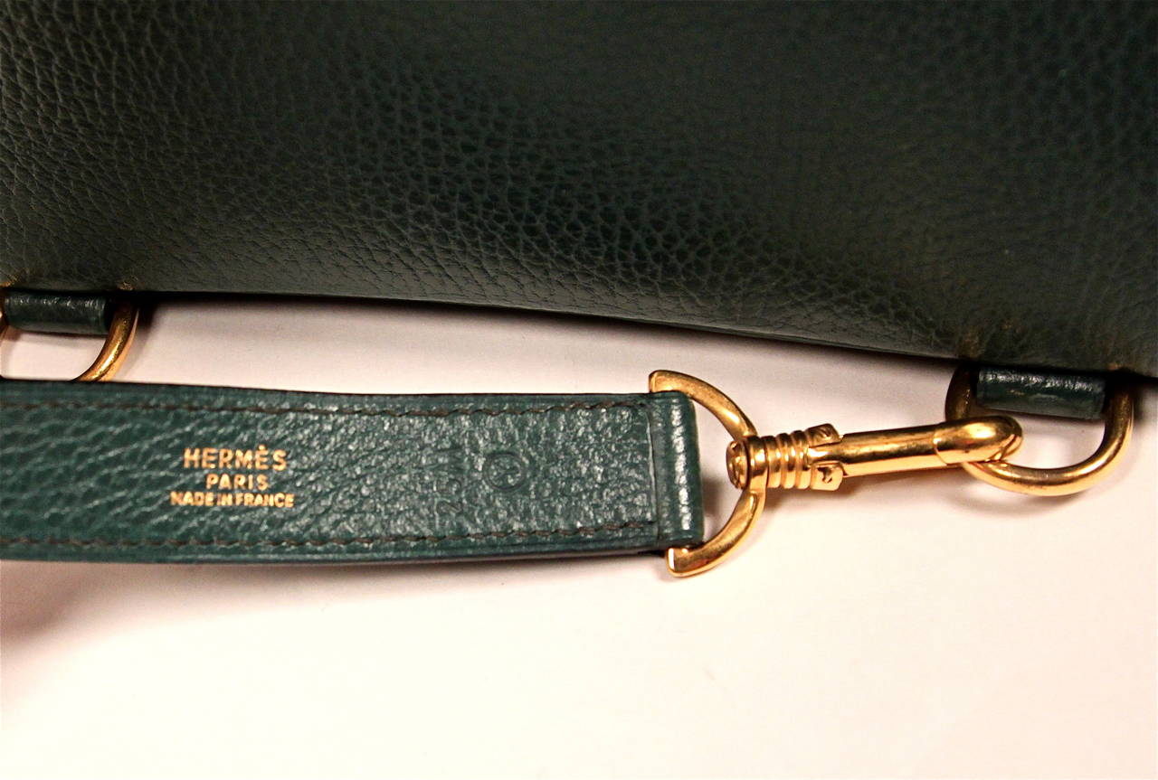 1994 HERMES green ardenne leather 'sac de voyage marin' travel bag In Excellent Condition In San Fransisco, CA