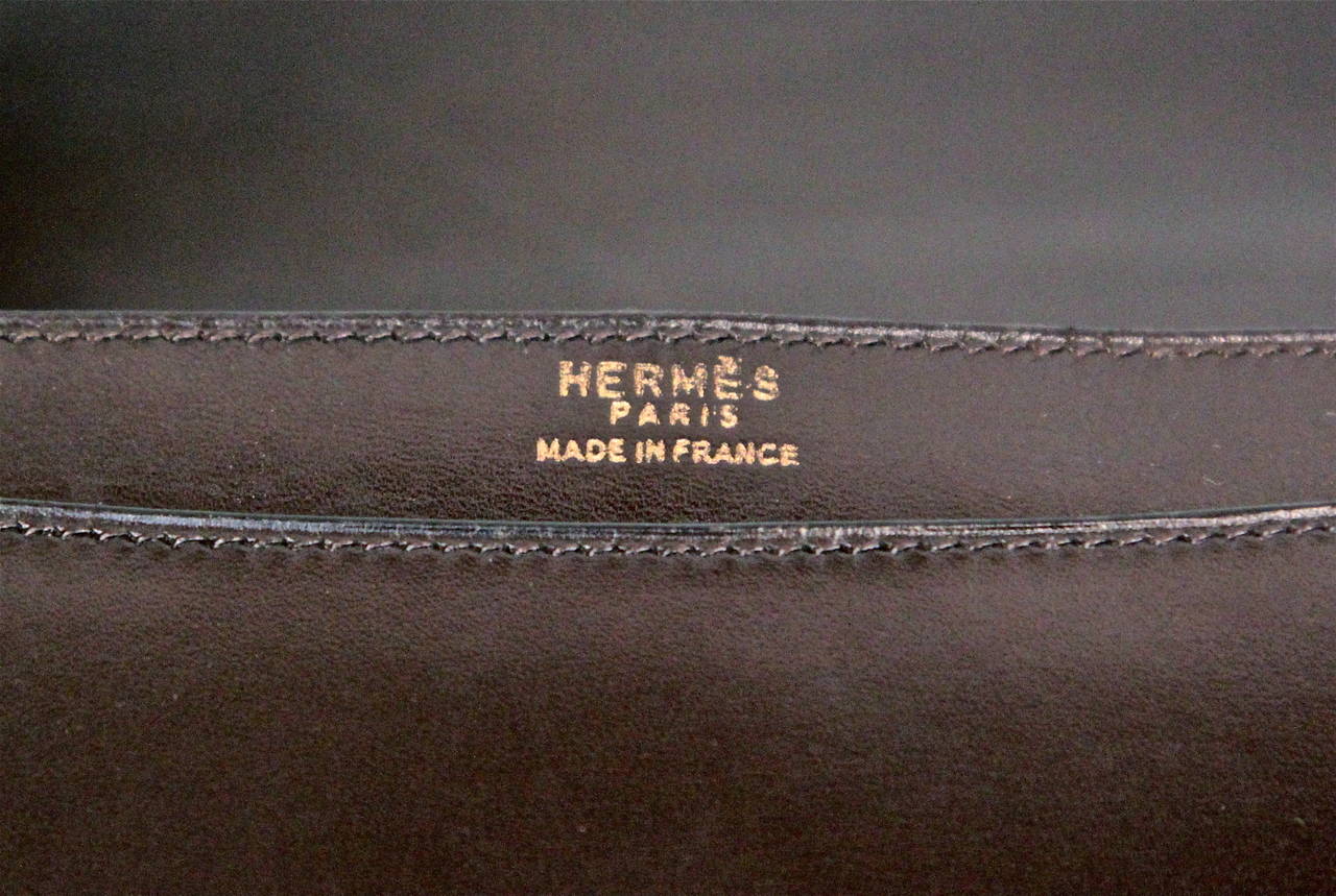 1972 Hermes brown leather bag with gilt hardware at 1stDibs
