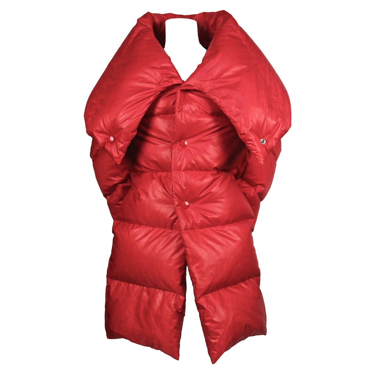 JUNYA WATANABE red quilted puffer coat with exaggerated collar - 2004