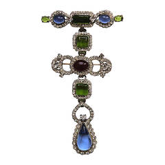 Retro 1970s Chanel "Regency" Gripoix poured glass & rhinestone brooch & pendant