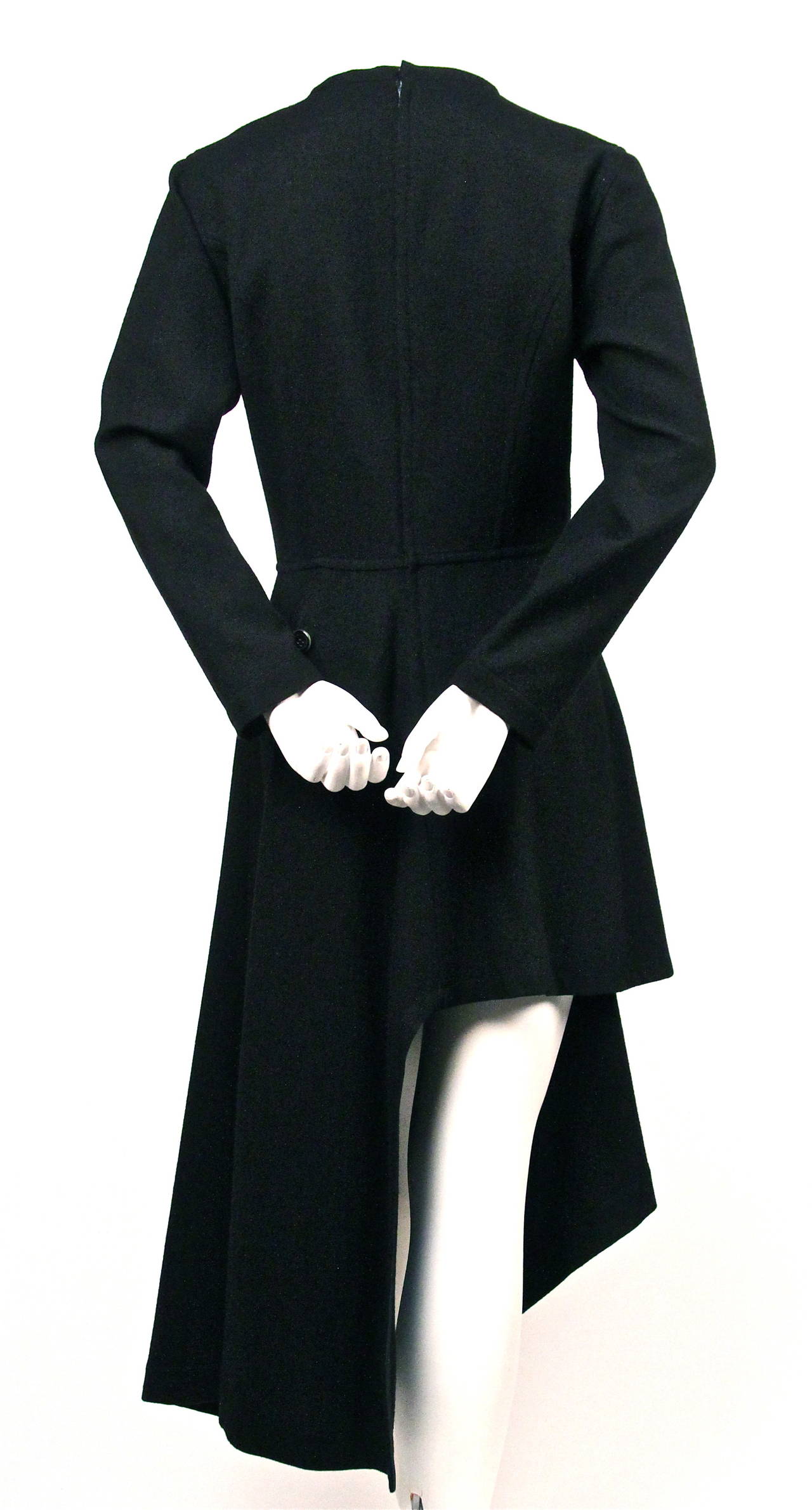 1985 COMME DES GARCONS asymmetrical black wool dress with drape In Good Condition In San Fransisco, CA