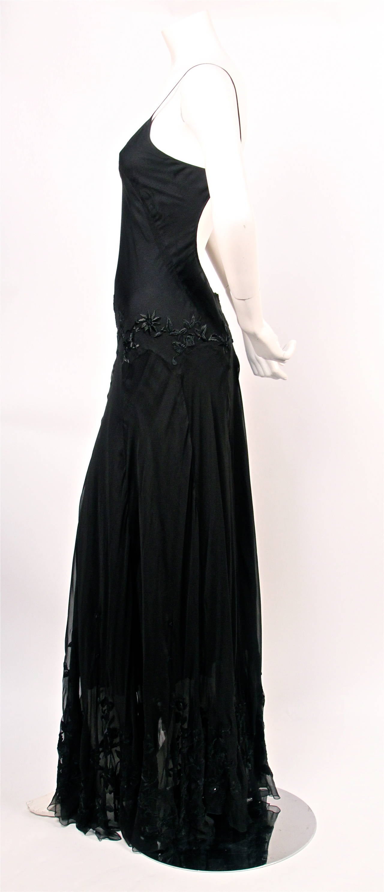2004 ALEXANDER MCQUEEN silk bias cut gown with embroidery and sequins In New Condition In San Fransisco, CA