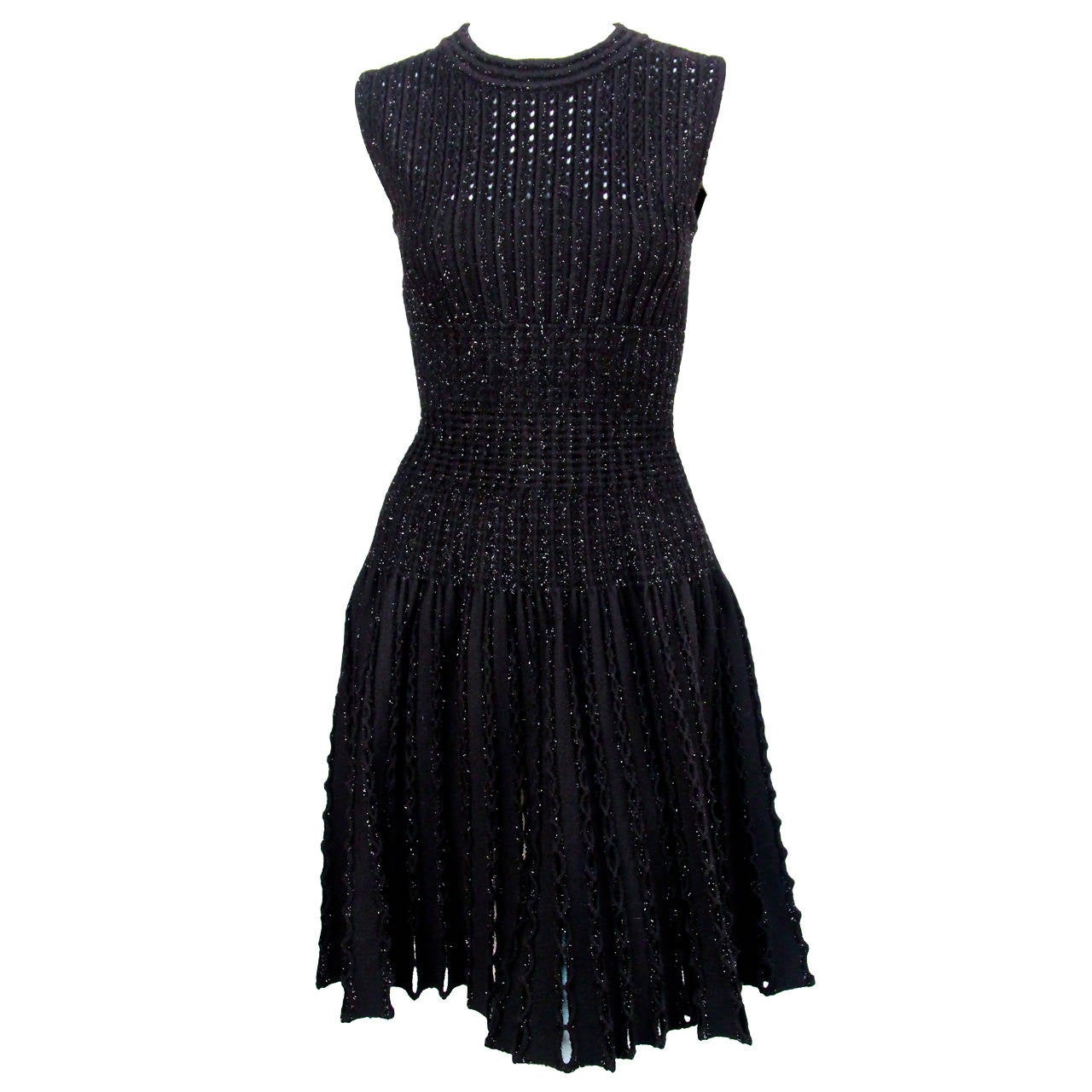 Azzedine Alaia black lurex knit dress with cut-outs