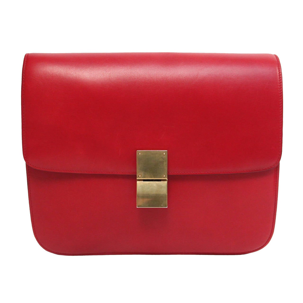 CELINE large classic box leather bag with convertible strap in red ...  