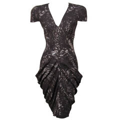 2010 ALEXANDER MCQUEEN fox printed draped dress 