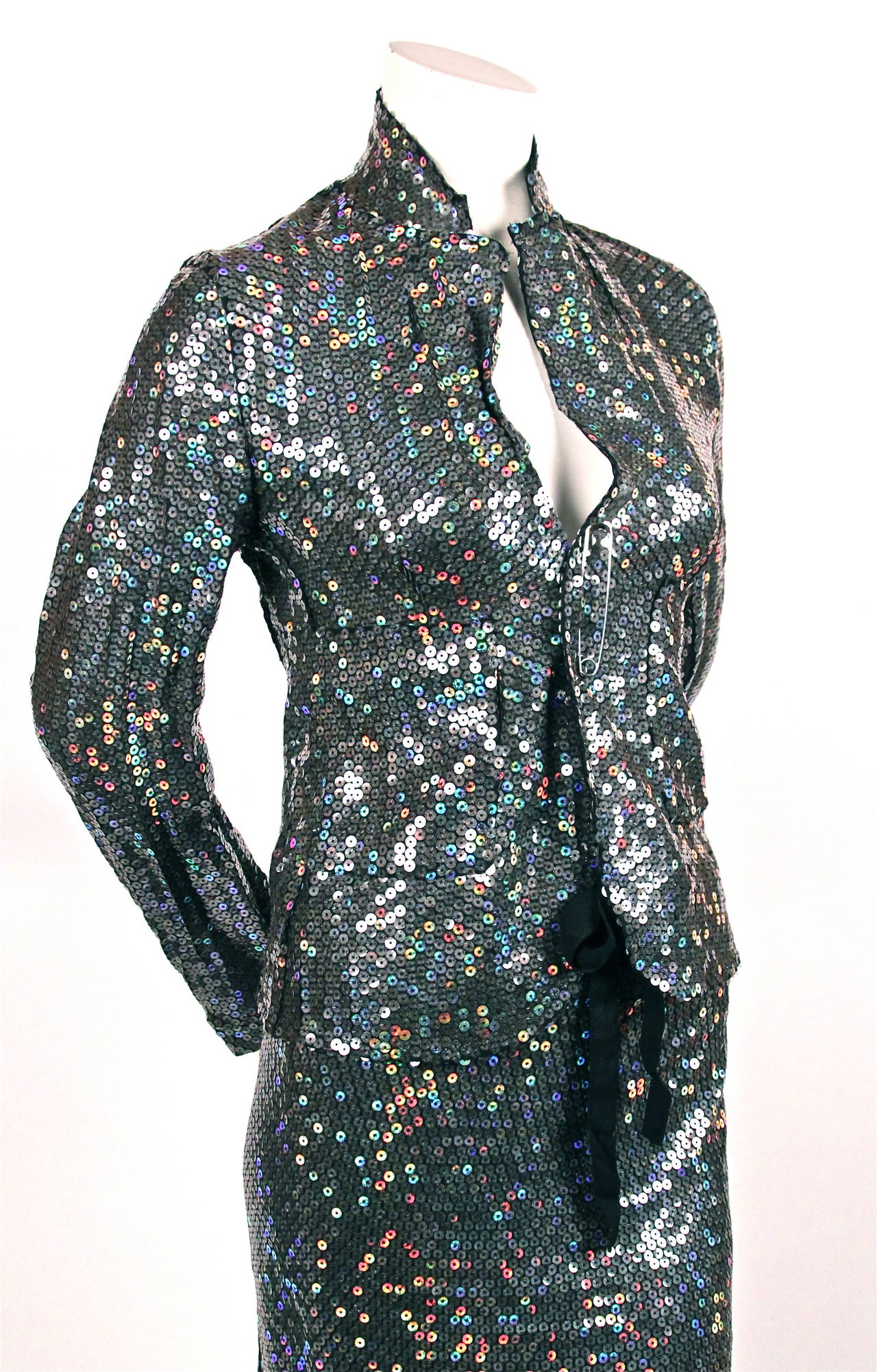 1999 COMME DES GARCONS sequined jacket and wrap skirt In Excellent Condition In San Fransisco, CA