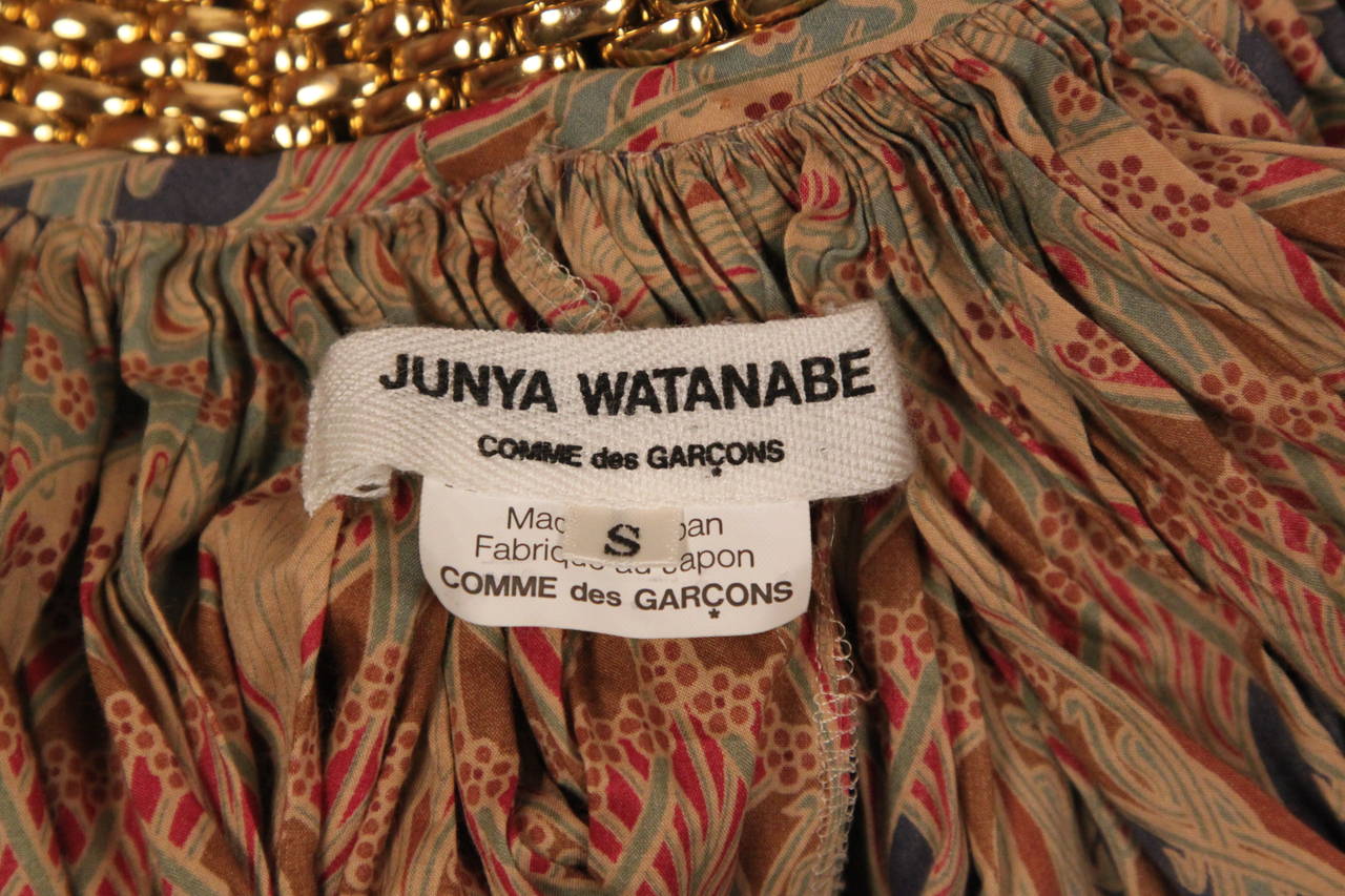 JUNYA WATANABE floral runway dress with gold chain collar and hood In Excellent Condition In San Fransisco, CA