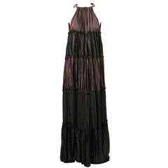Lanvin brown silk tiered gown with rhinestone collar 10
