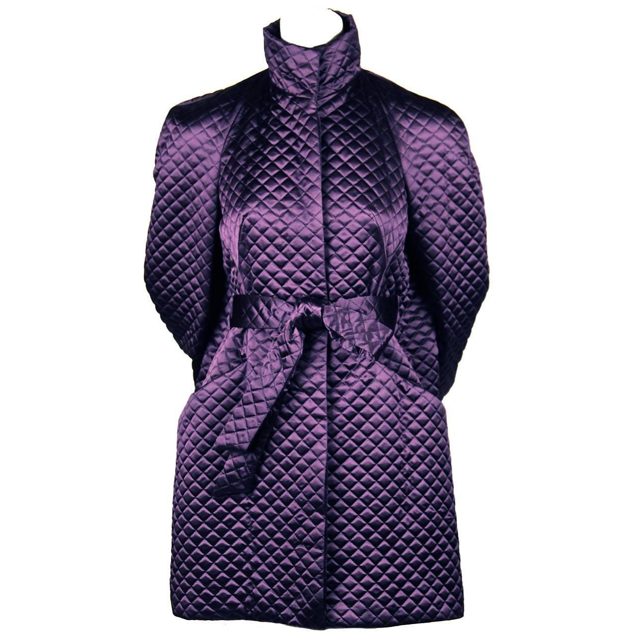 Alexander McQueen purple satin quilted runway coat, 2007 