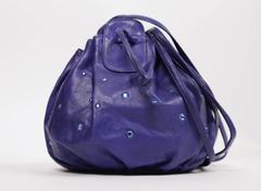 1970's HALSTON royal blue leather bag with rhinestones