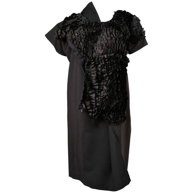 COMME DES GARCONS asymmetrically cut black dress with ruffles - unworn