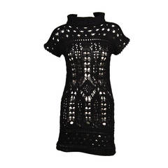 1990's YOHJI YAMAMOTO black open knit sweater dress 9
