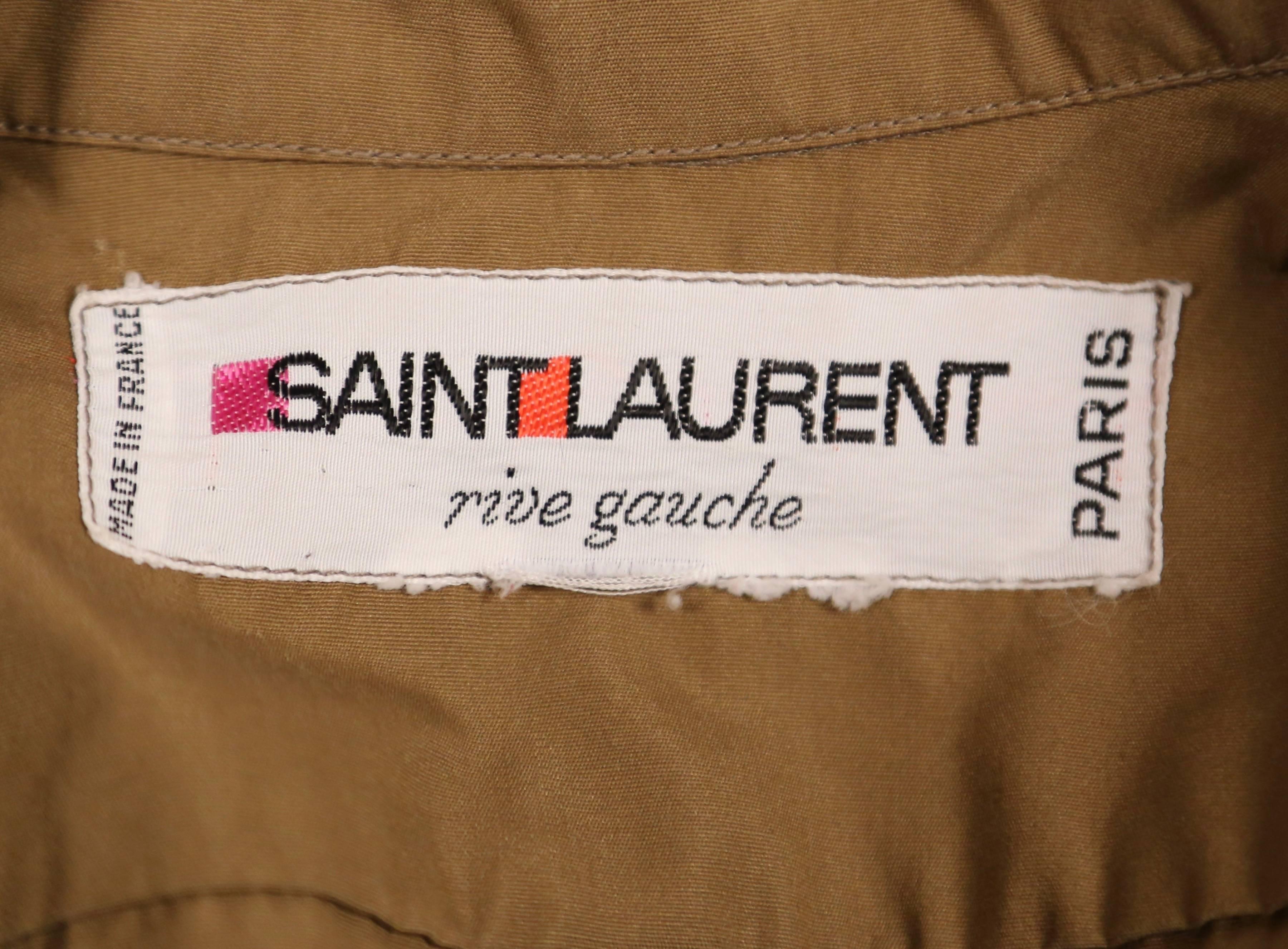 Brown 1970's YVES SAINT LAURENT khaki safari jacket