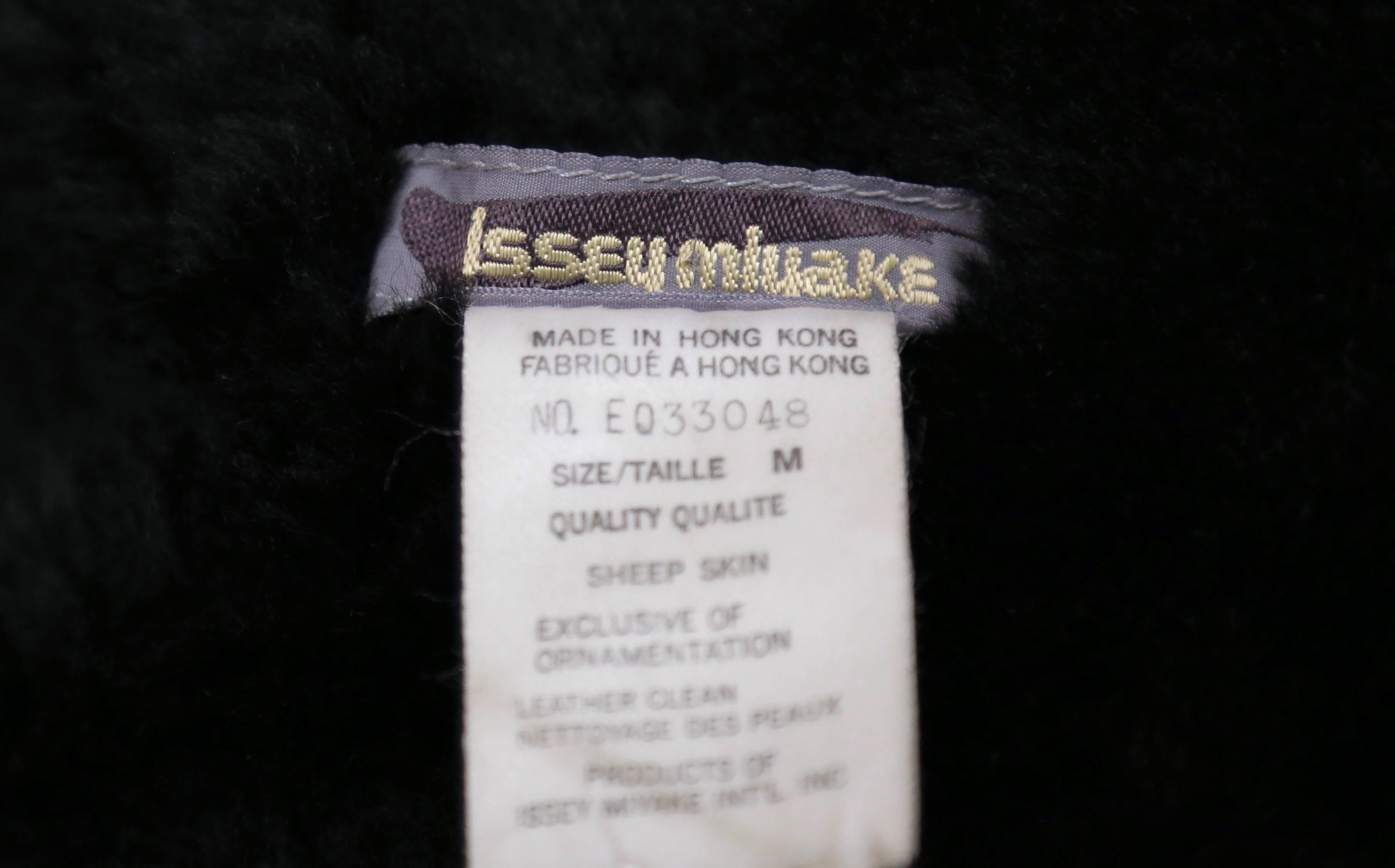 1980's ISSEY MIYAKE black shearling coat with horn buttons In Good Condition In San Fransisco, CA