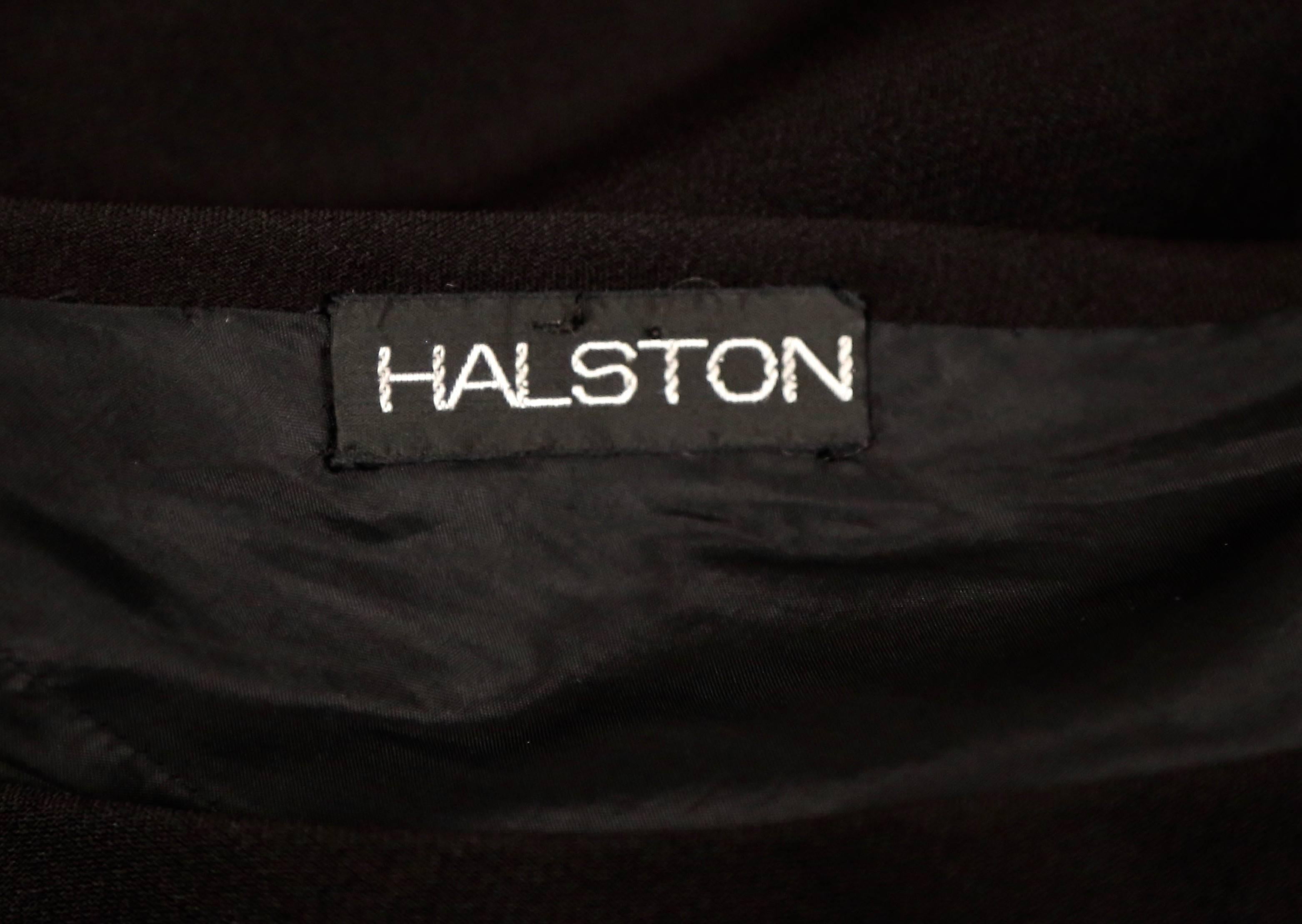 Black 1970's HALSTON black bias silk cut dress  For Sale