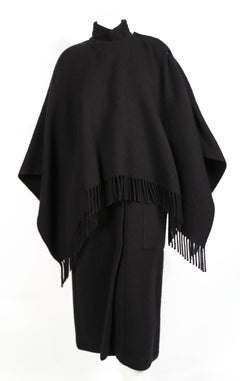 1980's JEAN-CHARLES DE CASTELBAJAC black cape coat with fringe